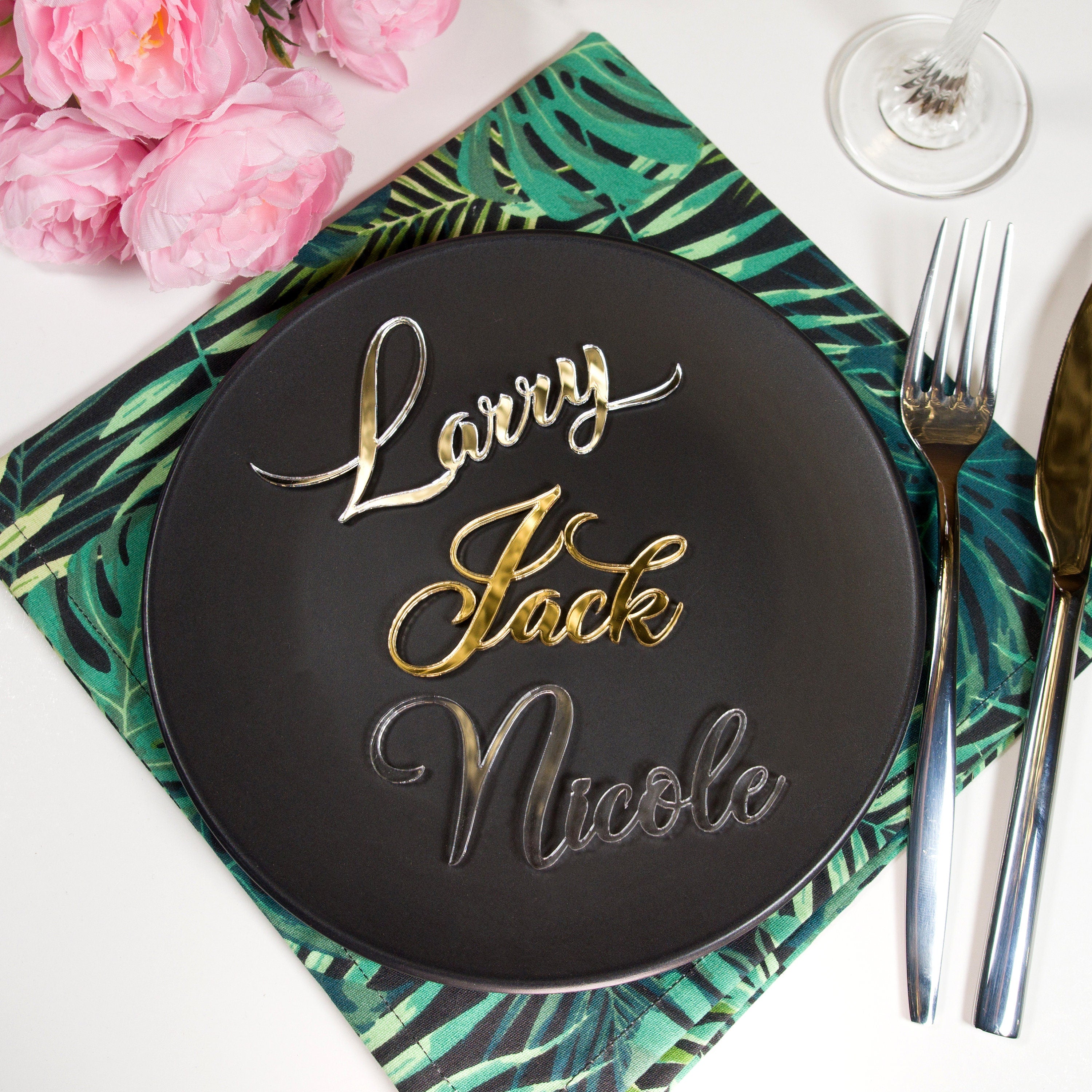 Laser Cut Wedding Place Cards: Acrylic, Wood Name Place Setting