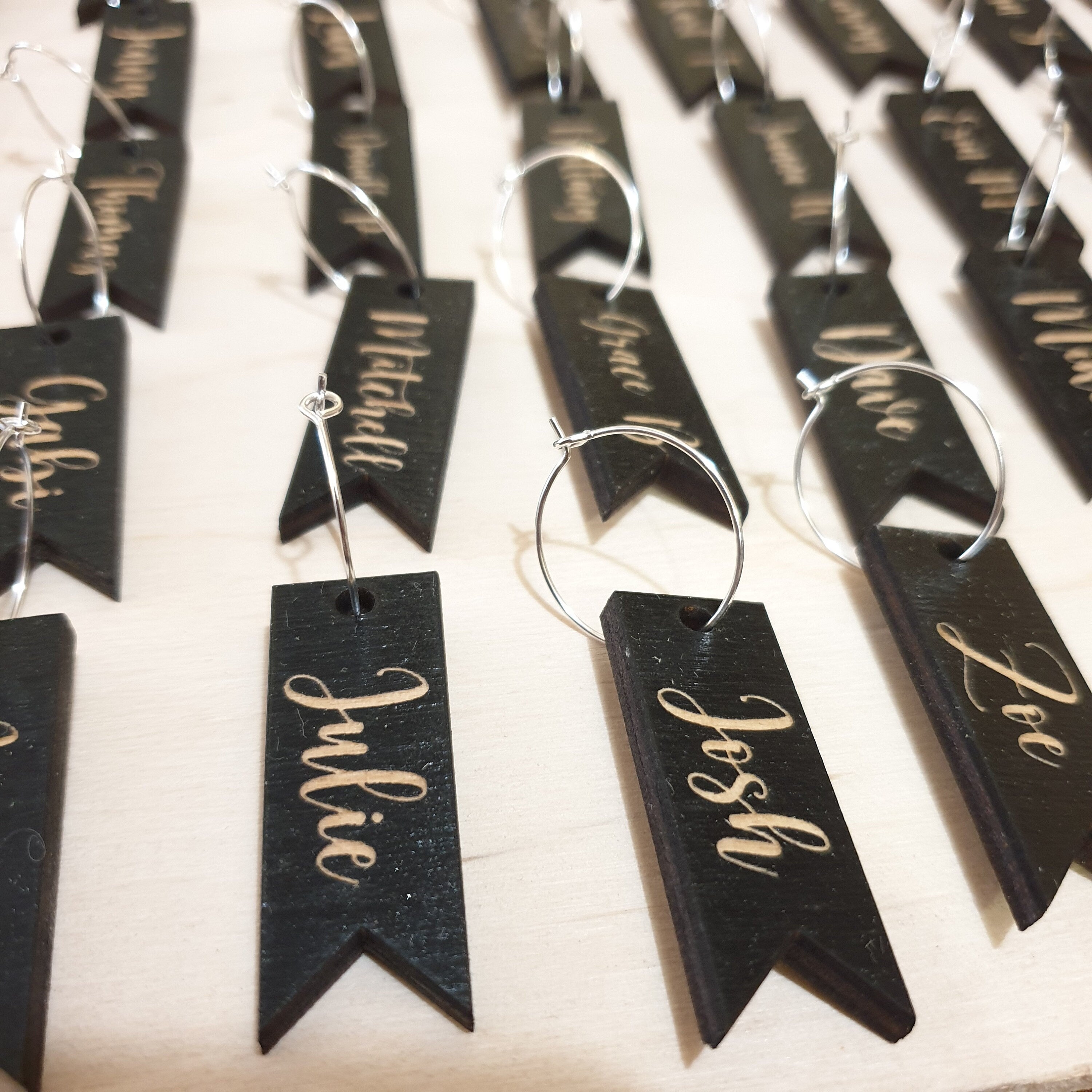 Personalized Flag Wine Charms: Double-Sided Engraved Wine Glass Tags