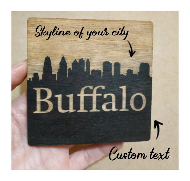 Custom Skyline Wedding Coasters: Personalized Favors, Save the Date