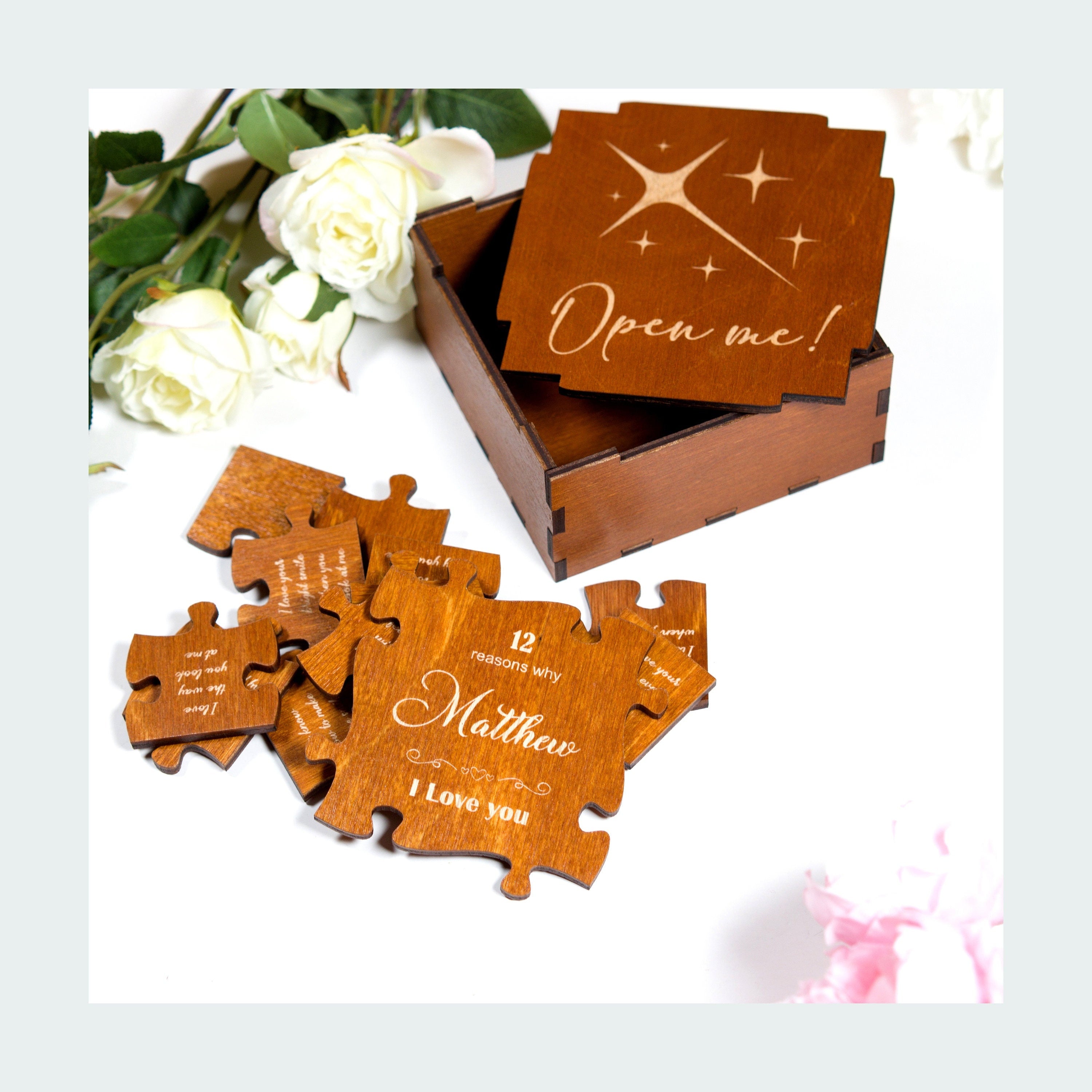 Reasons Why I Love You Puzzle: Personalized Wood Gift Box