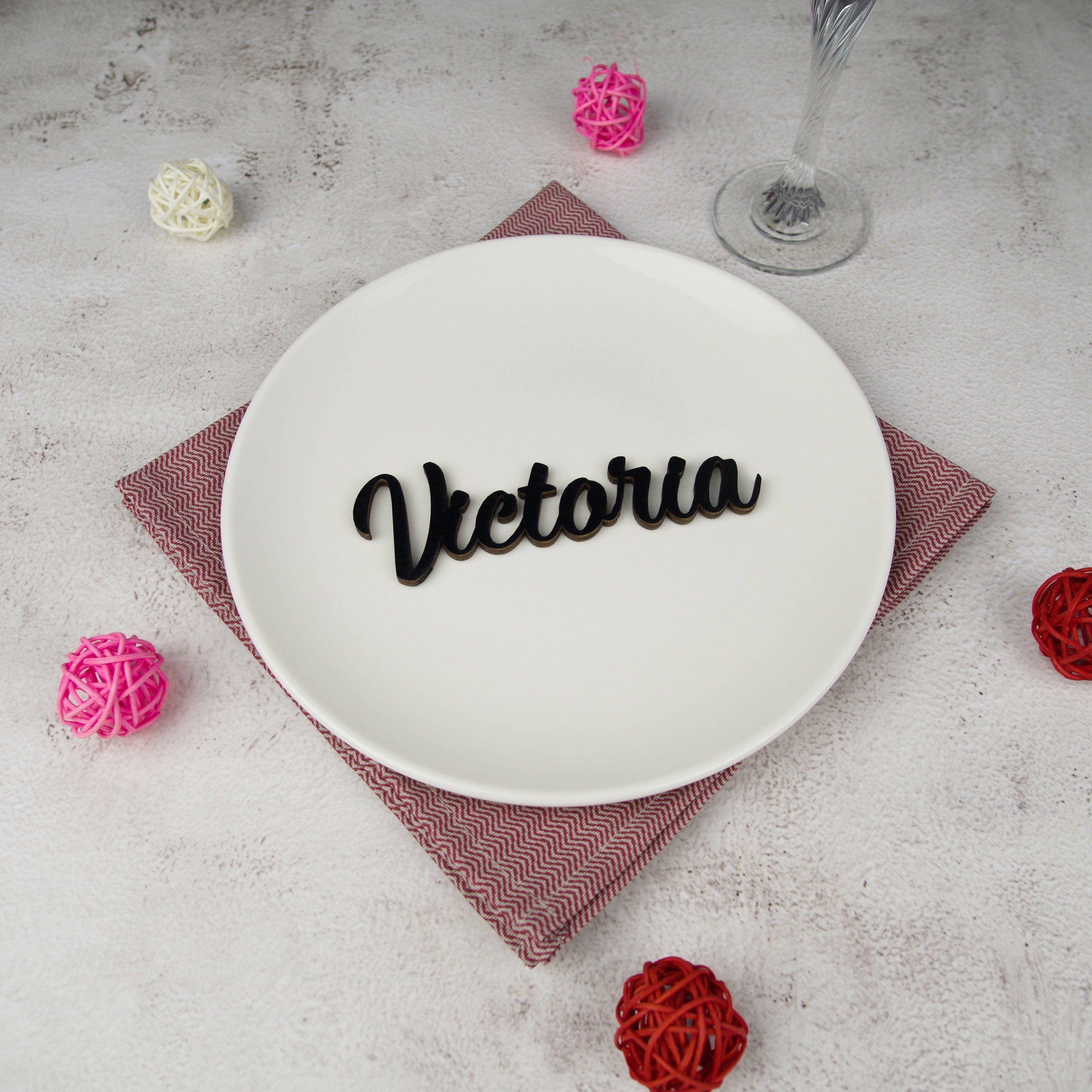 Laser Cut Wood Wedding Place Tag: Custom Guest Name. Stocking tag Christmas