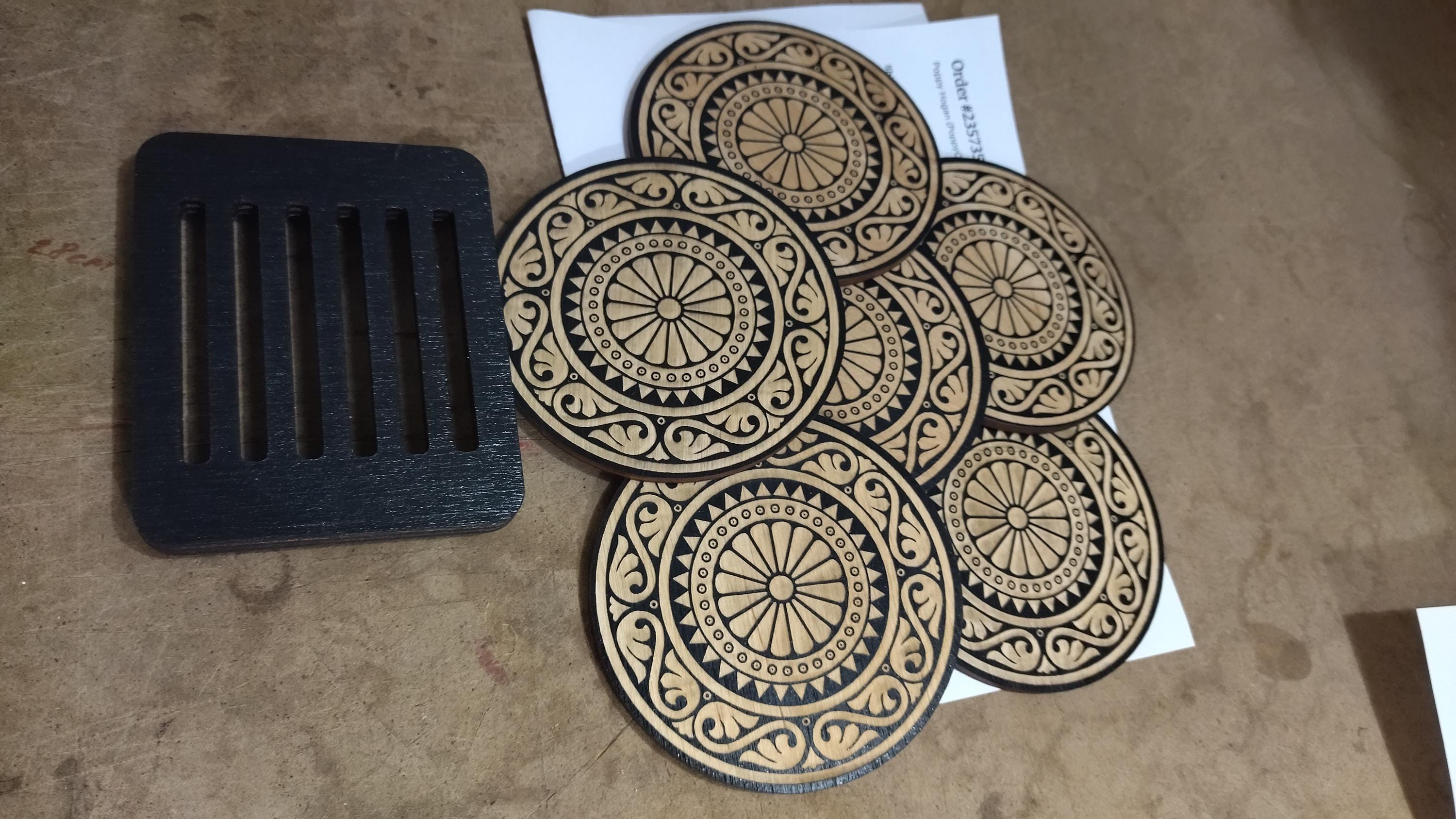 Personalized Wood Mandala Coasters: Wedding Favors, Custom Stand