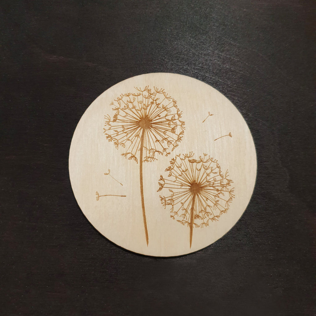 Engraved Floral Wooden Coaster Set: Elegant Home Decor - Set of 6