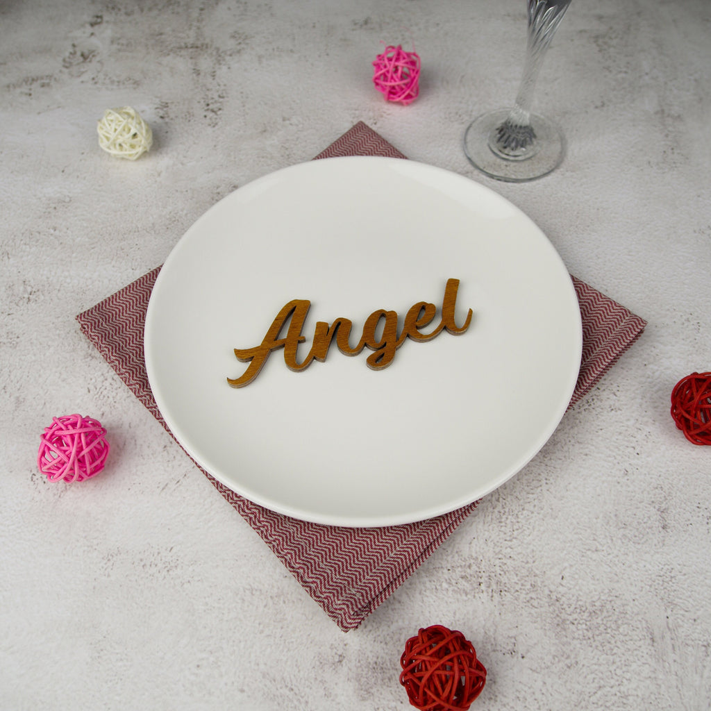 Laser Cut Wood Wedding Place Tag: Custom Guest Name. Stocking tag Christmas