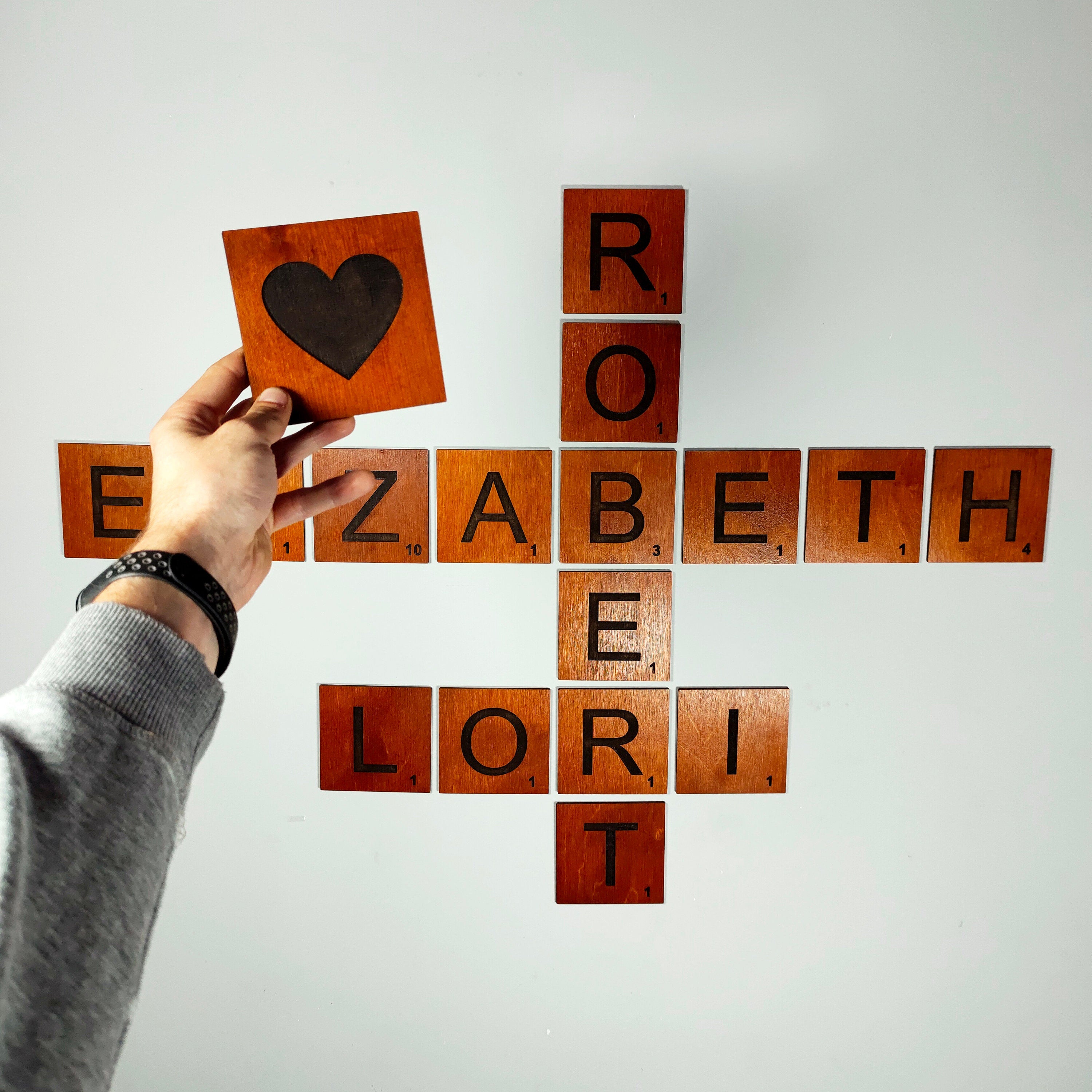 4x4 Wooden Scrabble Tiles Wall Art: Custom Family Names