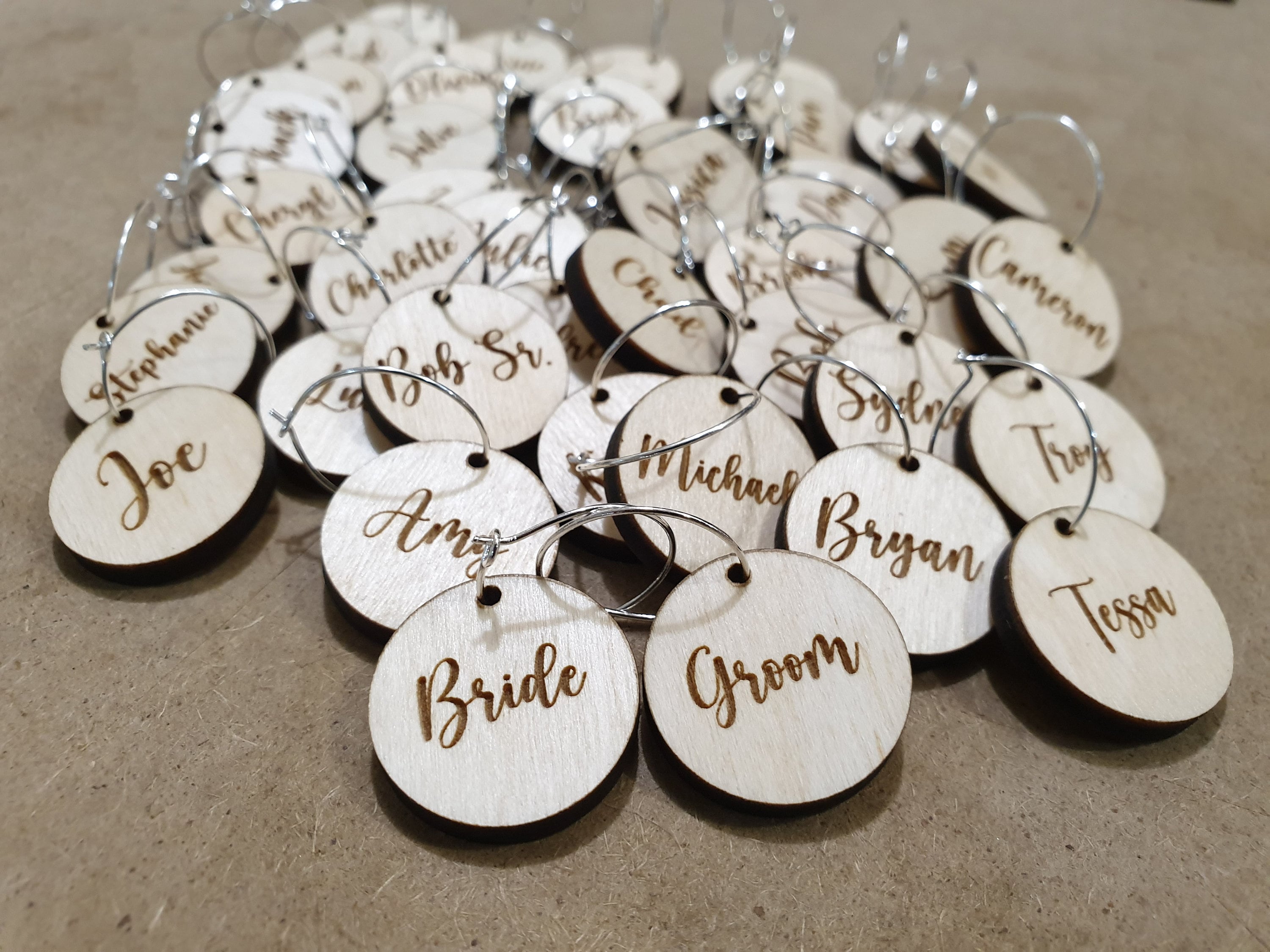 Personalized Wine Charms, Wine Charms Personalized, Customized Wine Charms. Choose Font/Shape!
