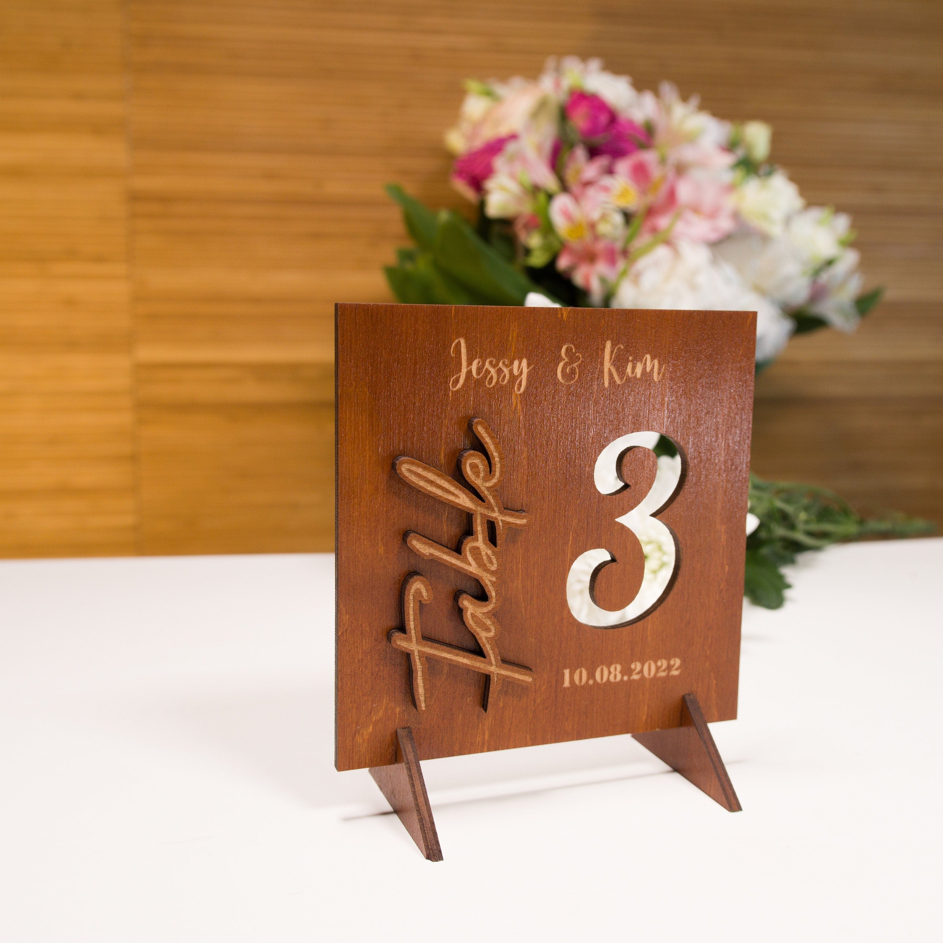 Rustic Wood Wedding Table Number Sign: Birch Plywood Decor