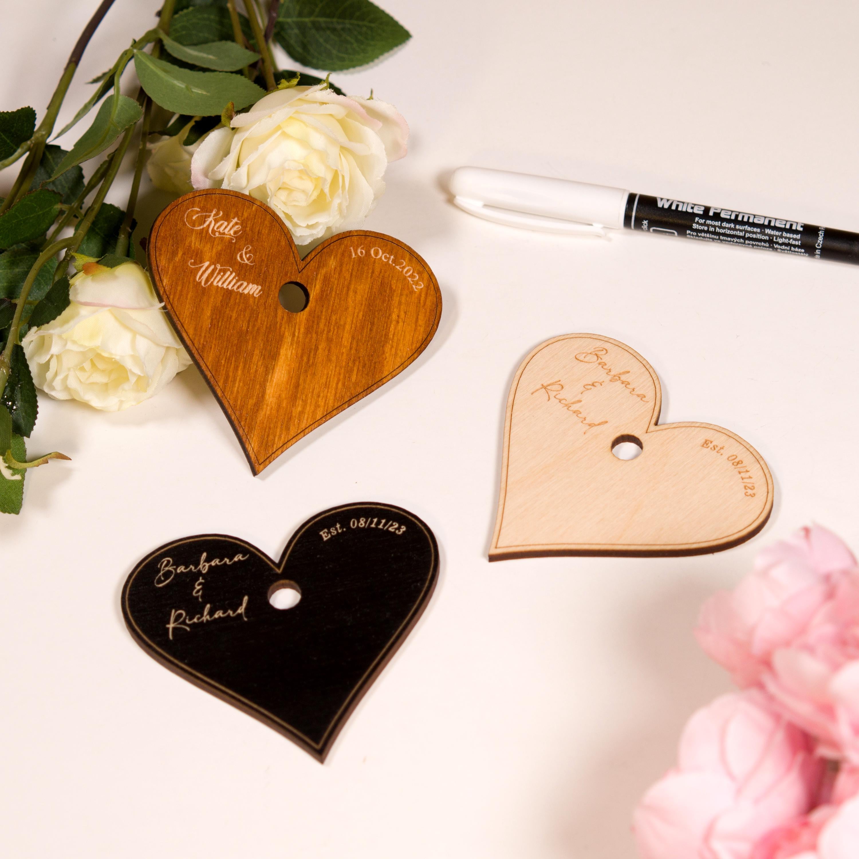Wedding Guest Book Alternative: Wooden Hearts, Customizable Keepsake