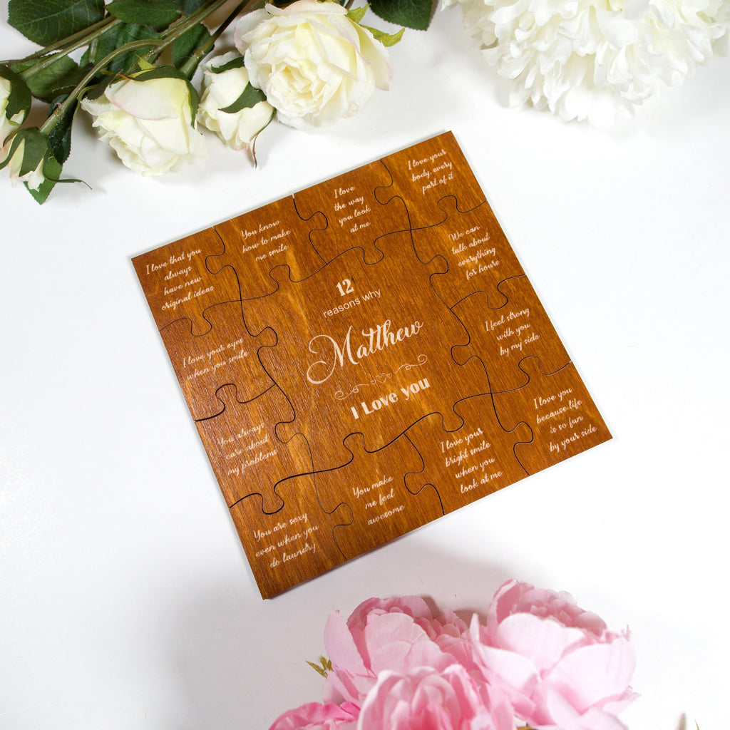 Reasons Why I Love You Puzzle: Personalized Wood Gift Box