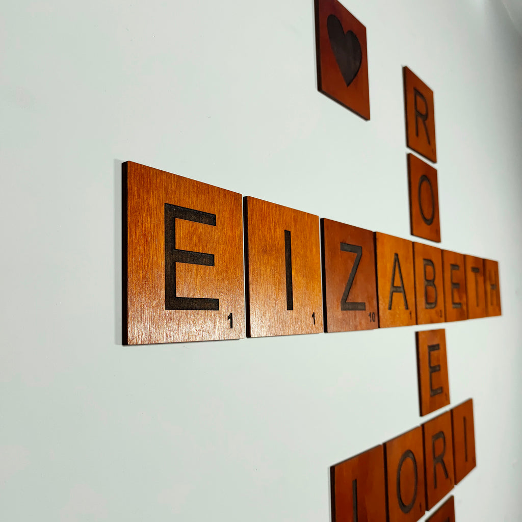 4x4 Wooden Scrabble Tiles Wall Art: Custom Family Names