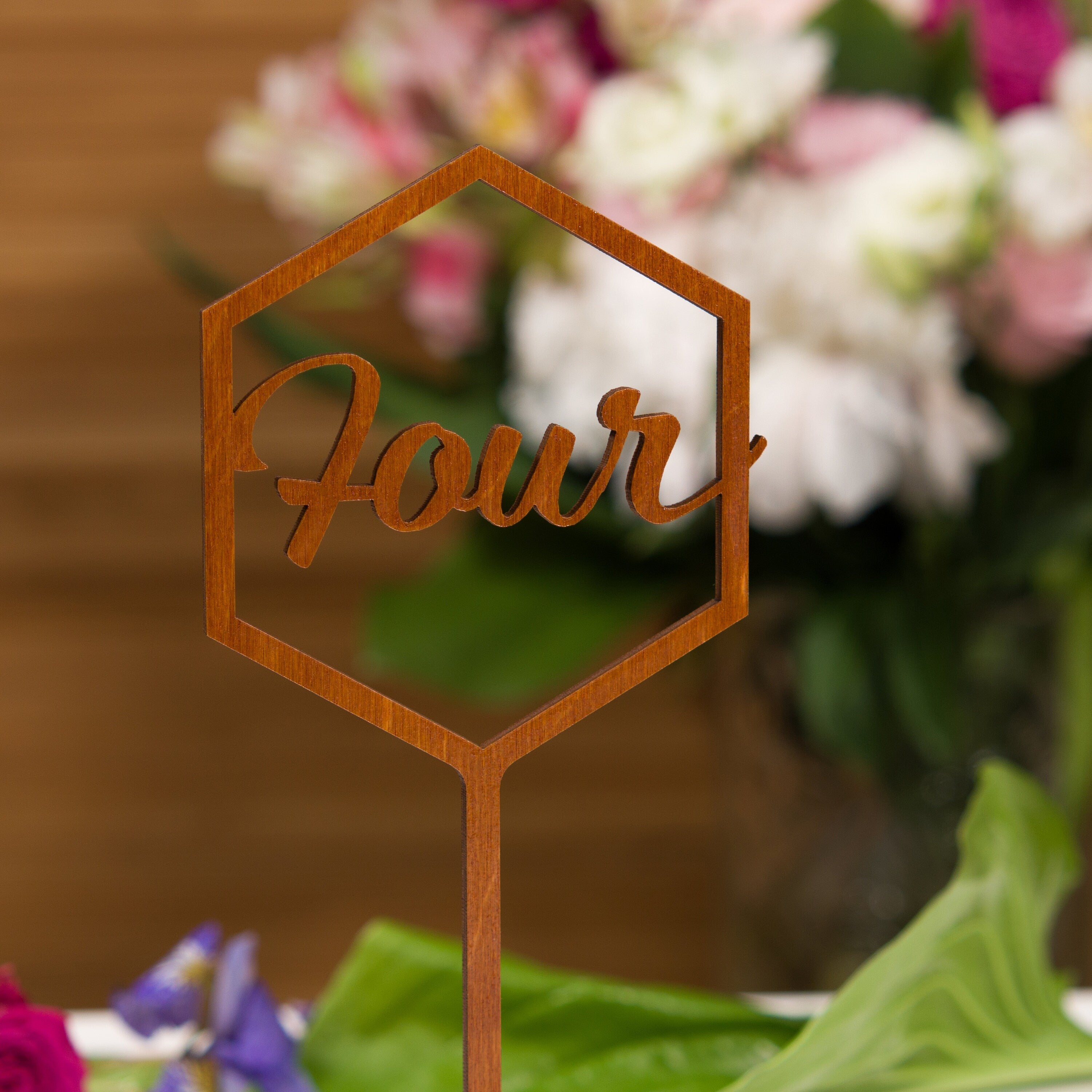 Rustic Wooden Table Numbers with Stand, Modern Calligraphy Wedding Table Sign, Custom Event Centerpiece