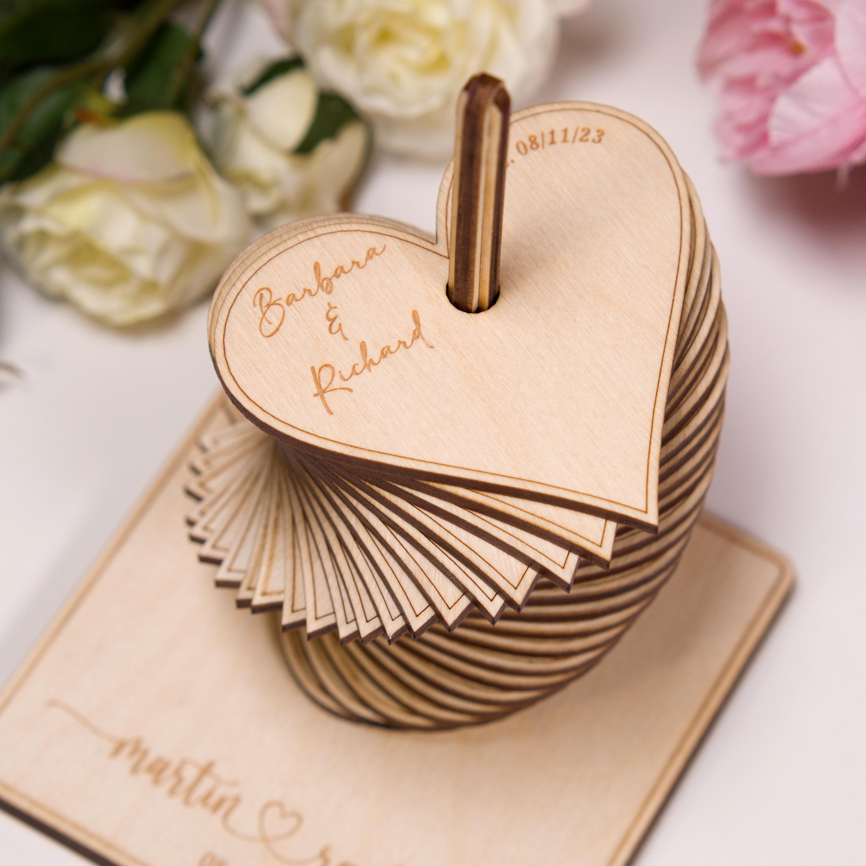 Wedding Guest Book Alternative: Wooden Hearts, Customizable Keepsake