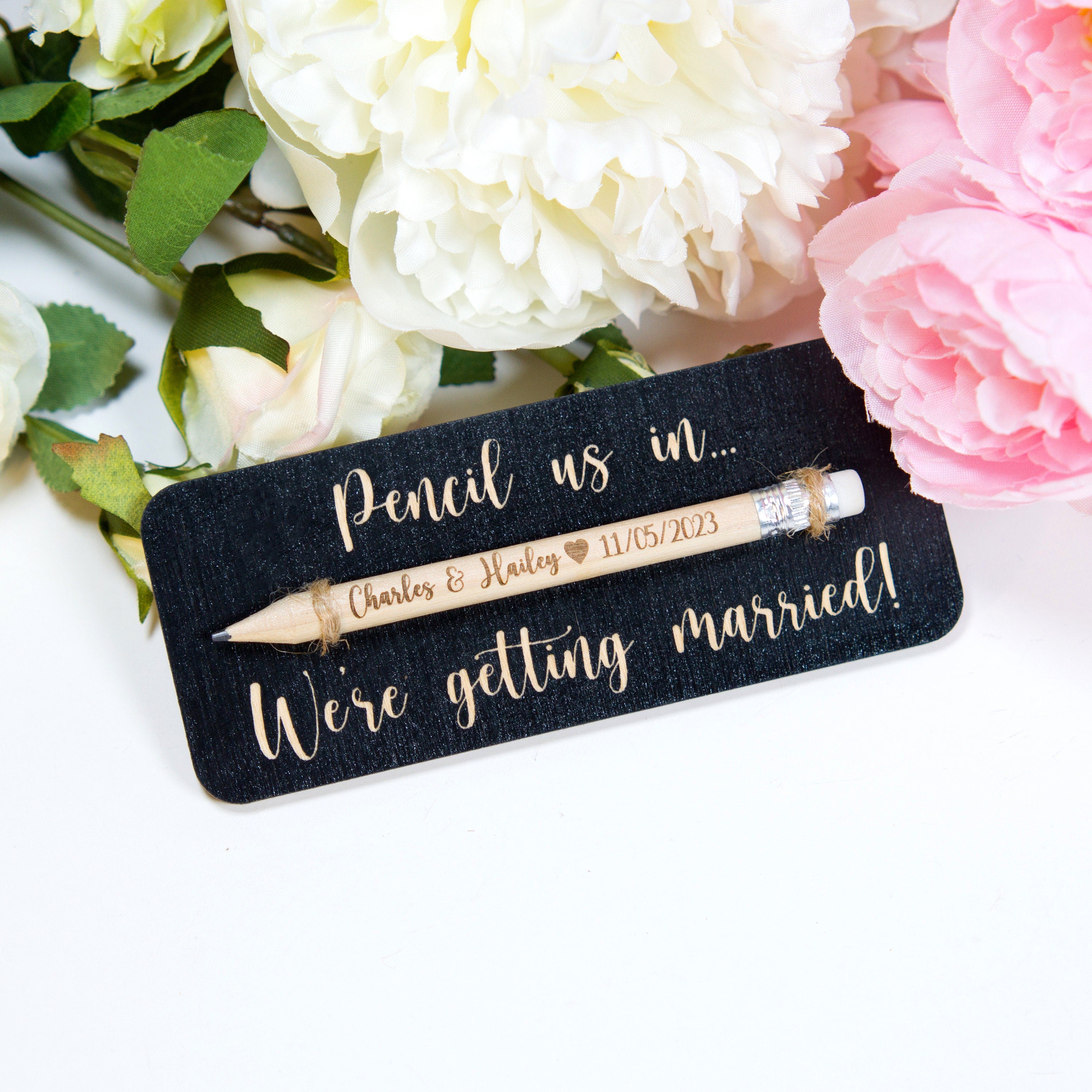 Pencil Save The Dates, Pencil Us In Save The Dates, Mini Pencils (10 CM), Сustom Wedding Invitations, Wedding Favors For Guests In Bulk