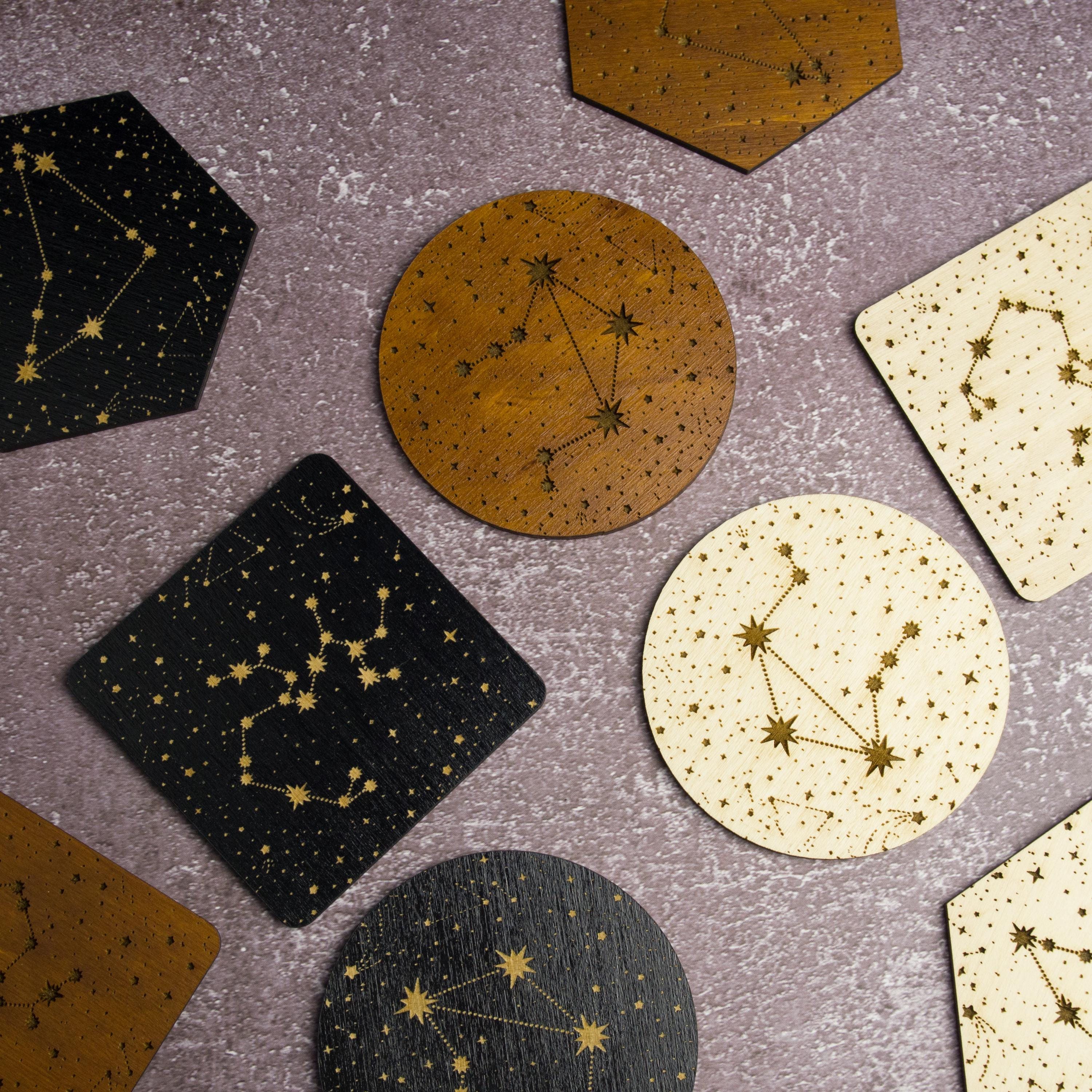 Galaxy Wedding Favours For Guests: Zodiac Coasters Gifts