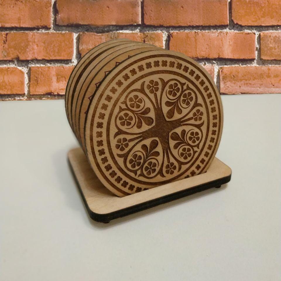 Personalized Wood Mandala Coasters: Wedding Favors, Custom Stand