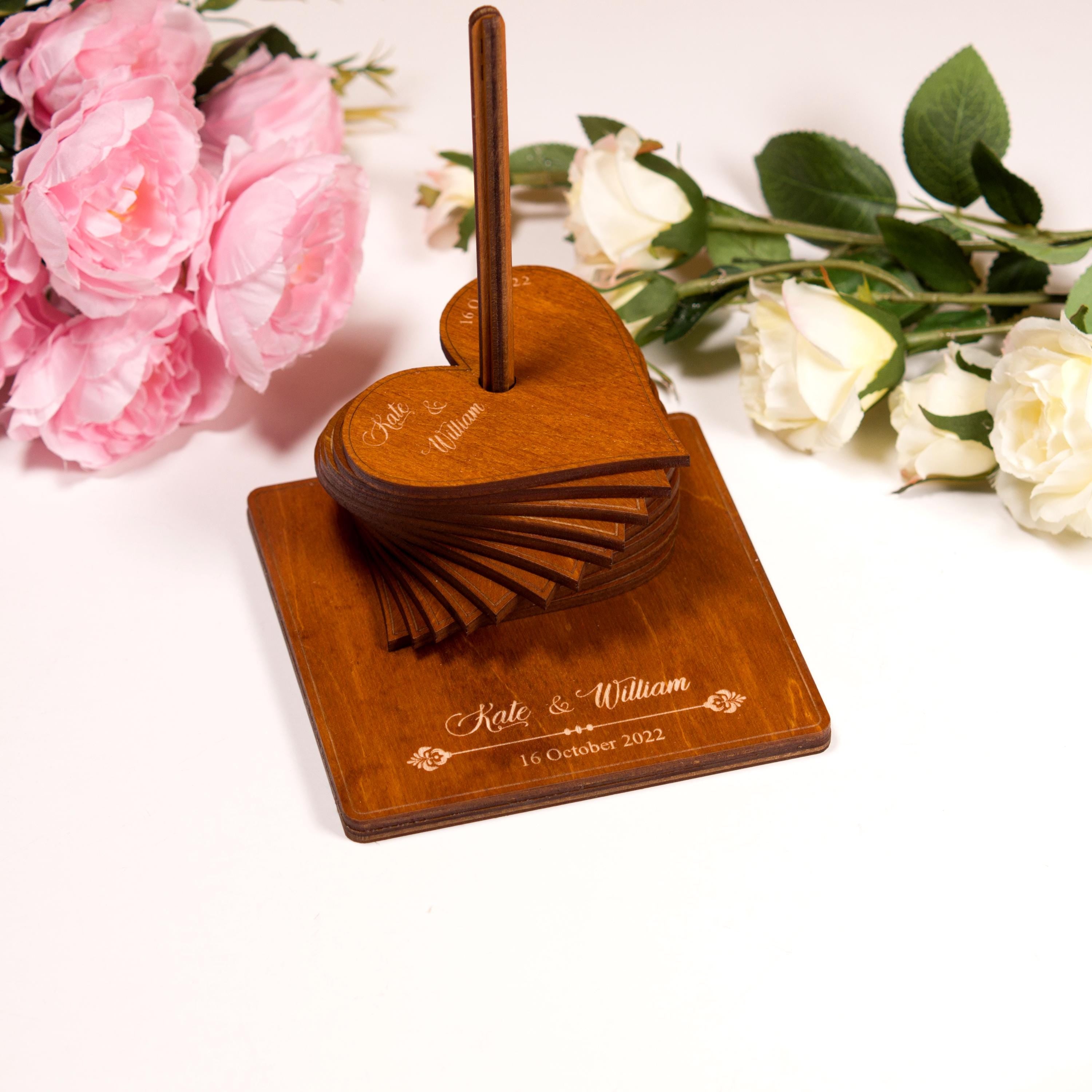 Wedding Guest Book Alternative: Wooden Hearts, Customizable Keepsake