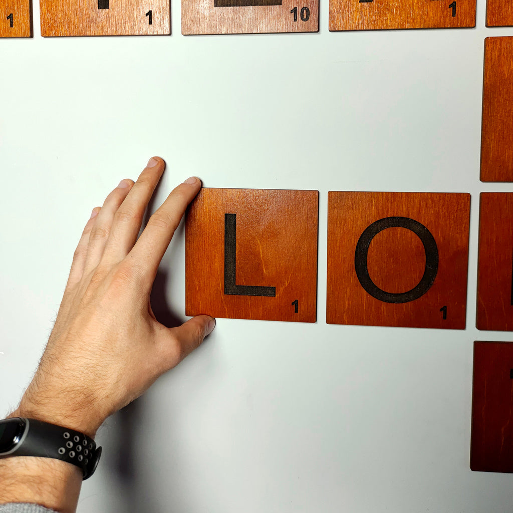 4x4 Wooden Scrabble Tiles Wall Art: Custom Family Names