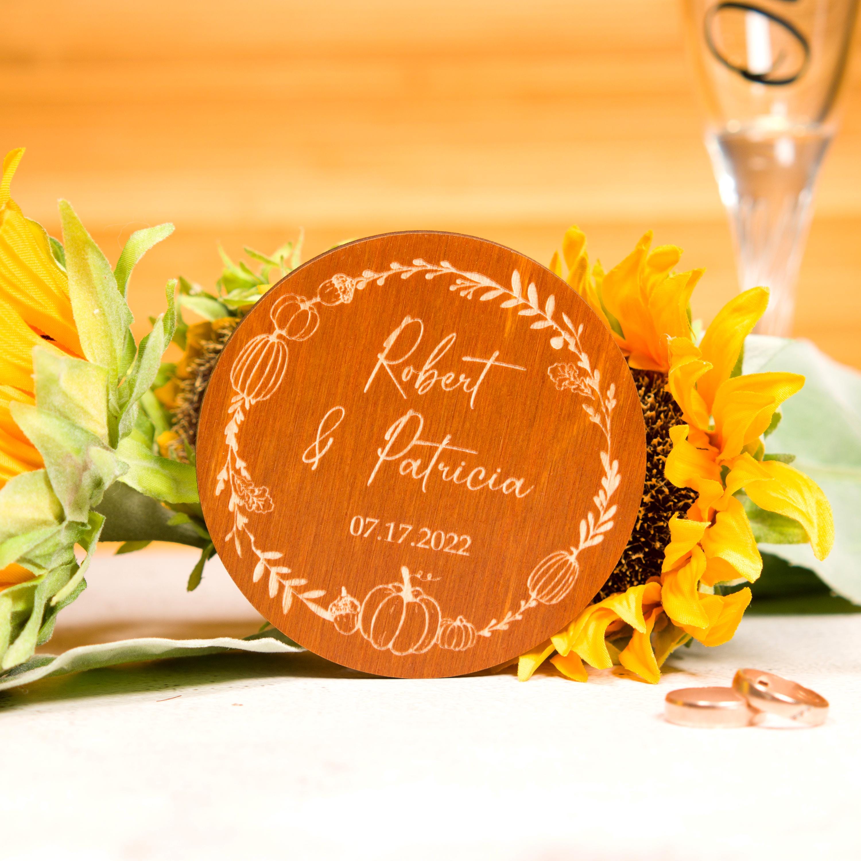 Personalized Wooden Wedding Coasters: Rustic Fall Decor Favors