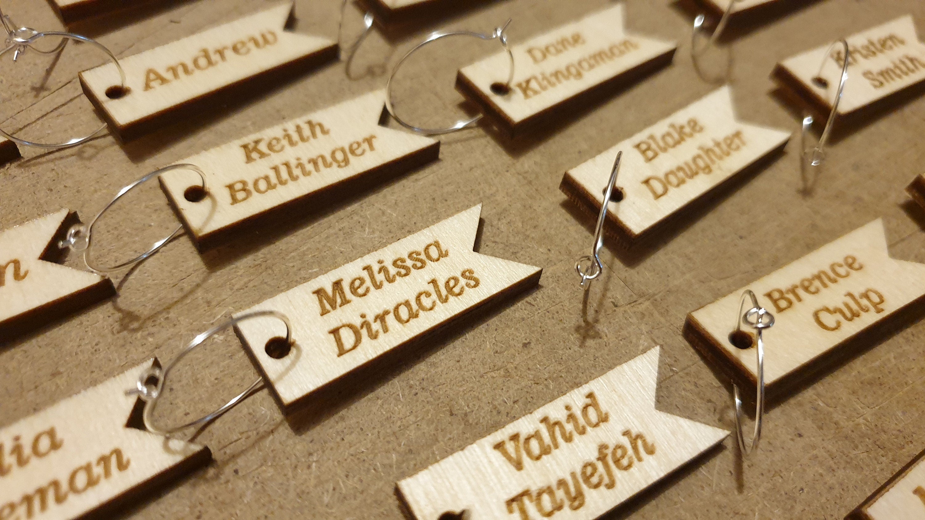 Personalized Flag Wine Charms: Double-Sided Engraved Wine Glass Tags