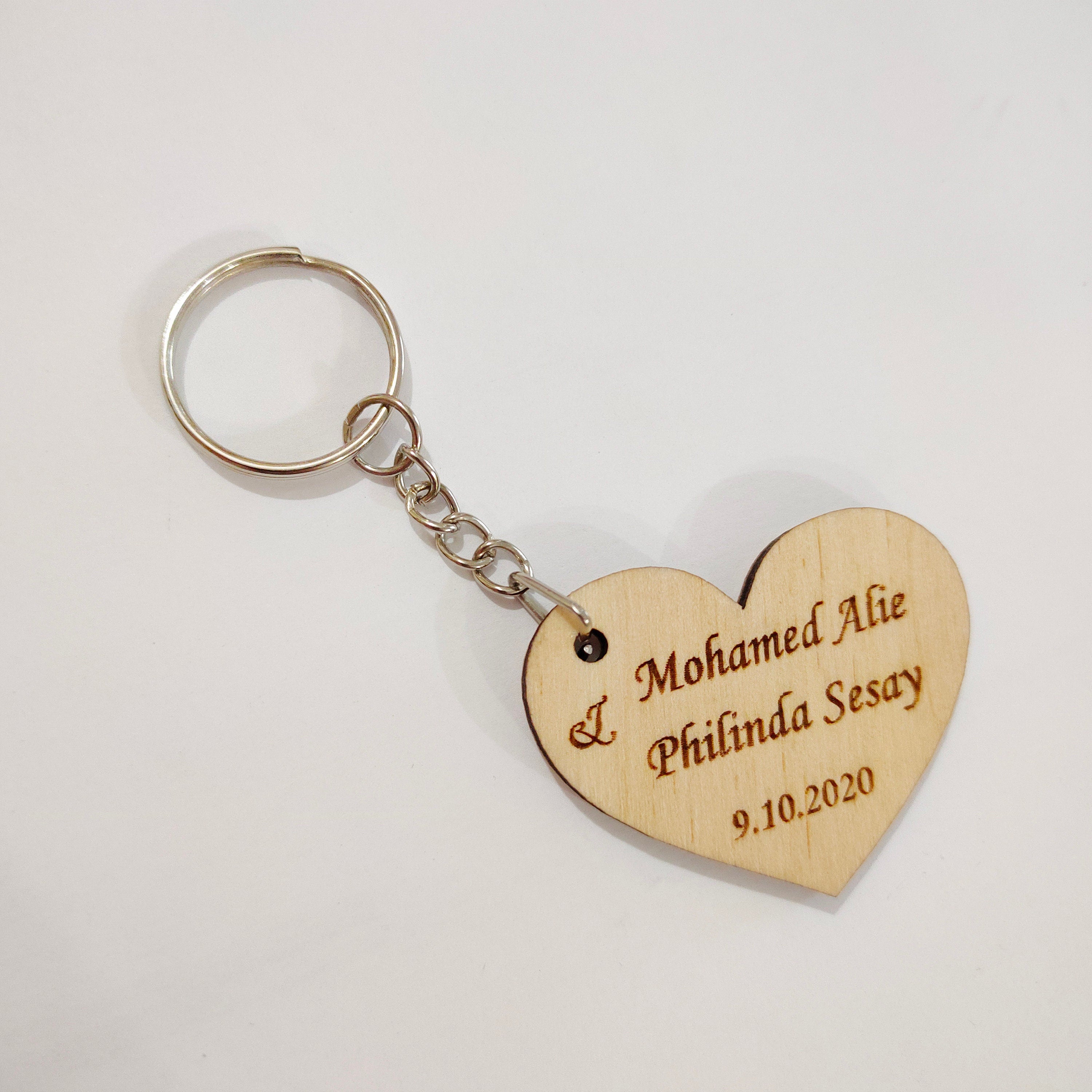 Custom wood keychain, Engraved Wood Key Chain, Personalize gift, Wedding favor