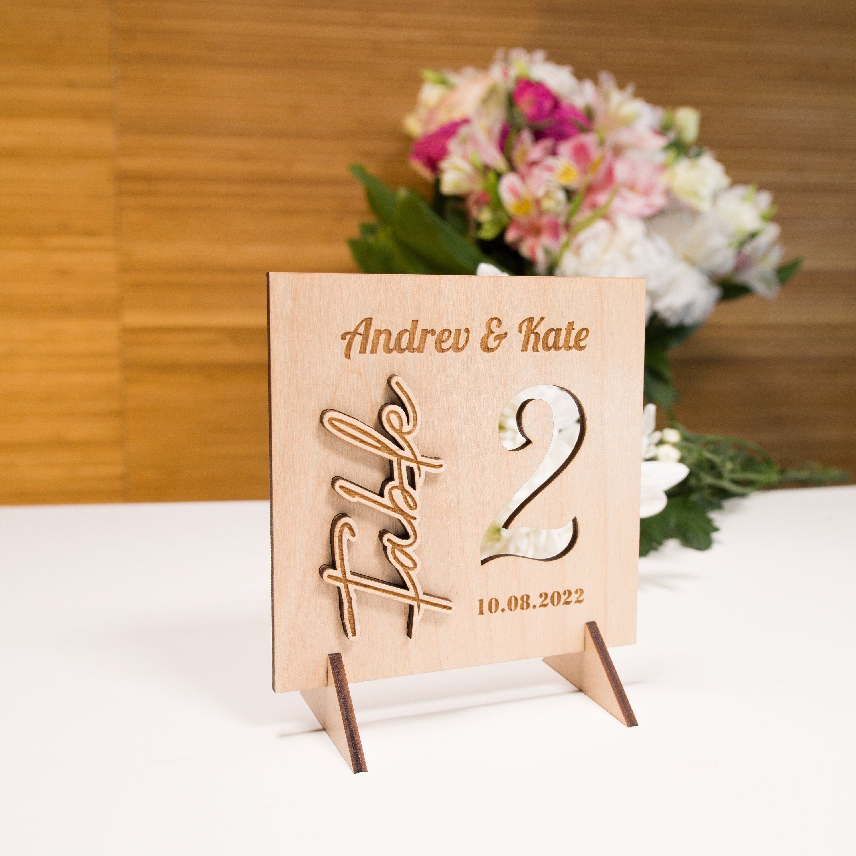 Rustic Wood Wedding Table Number Sign: Birch Plywood Decor