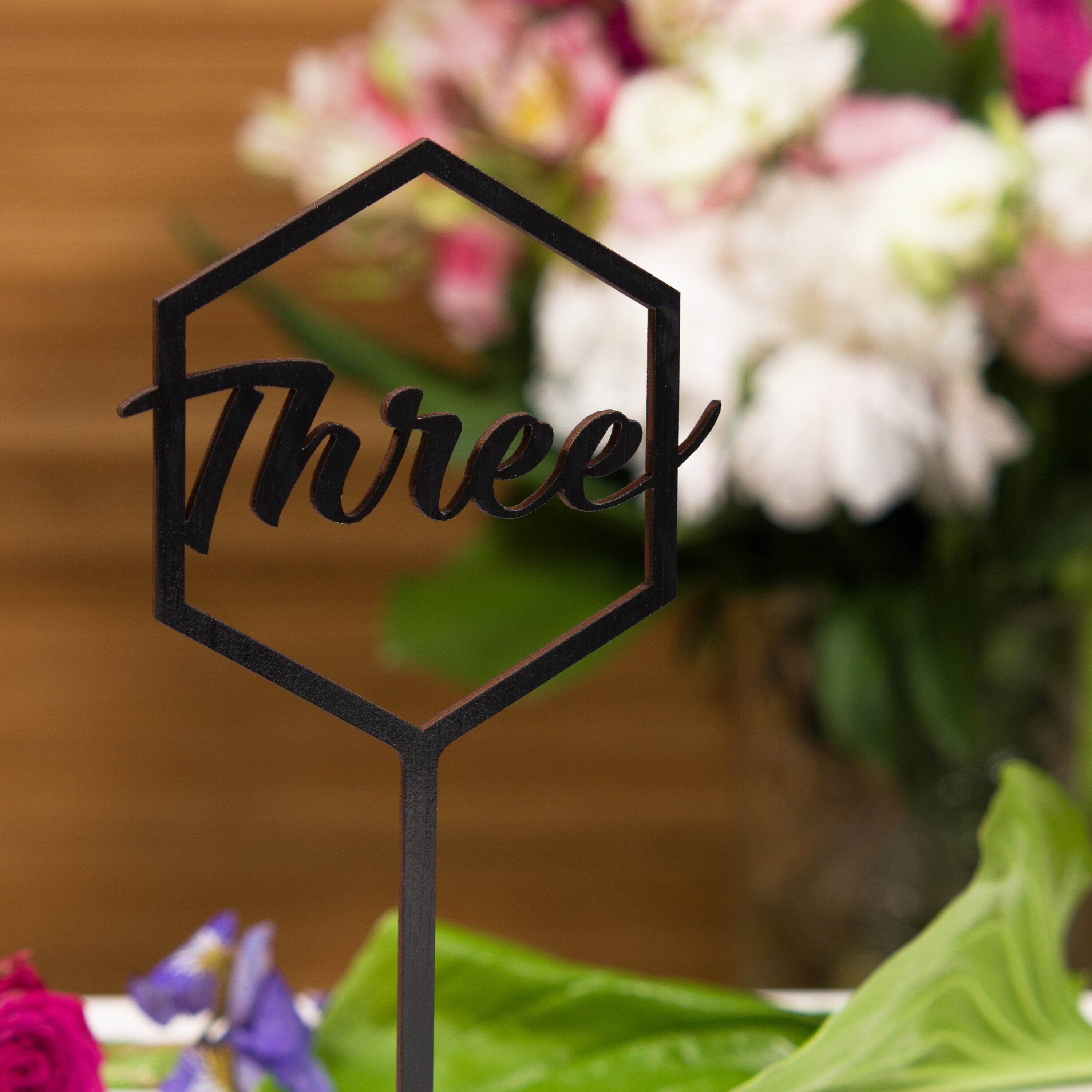 Rustic Wooden Table Numbers with Stand, Modern Calligraphy Wedding Table Sign, Custom Event Centerpiece