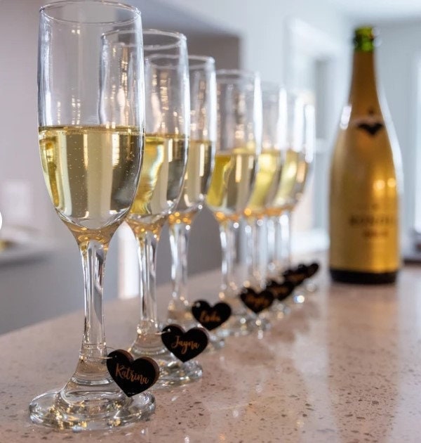 Personalized Engraved Wine Charms: Wedding Favors, Laser Cut Plywood
