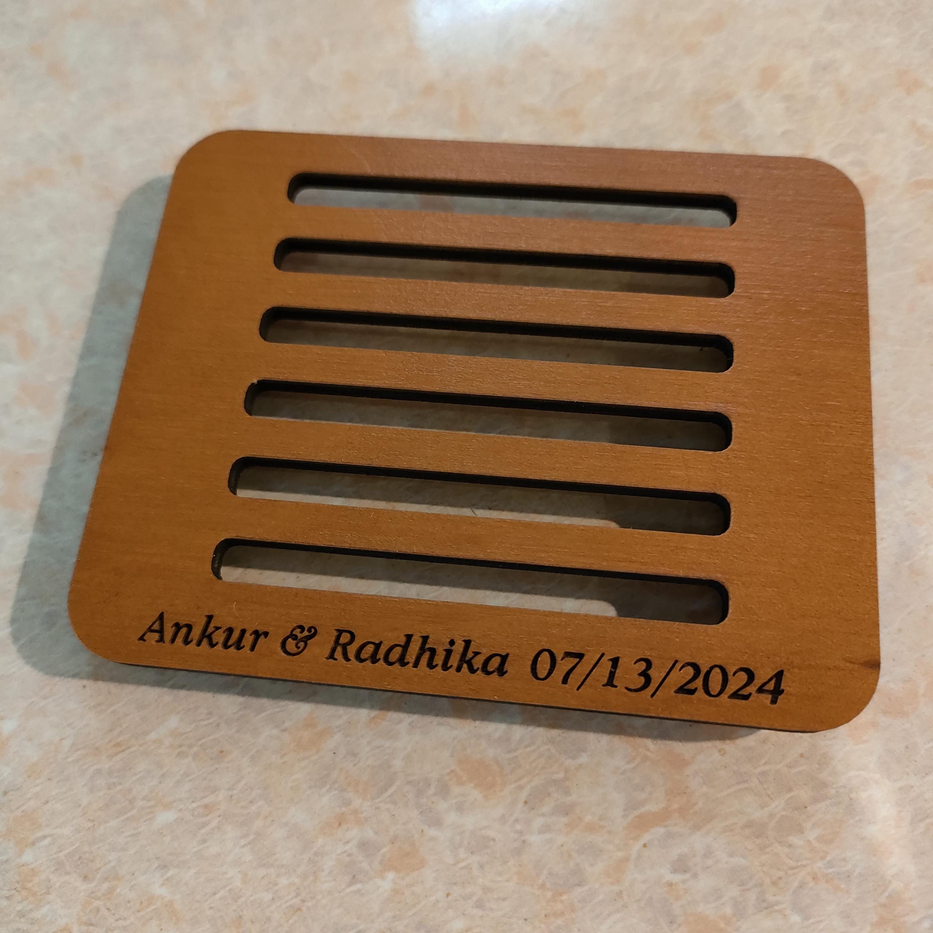 Personalized Wood Mandala Coasters: Wedding Favors, Custom Stand