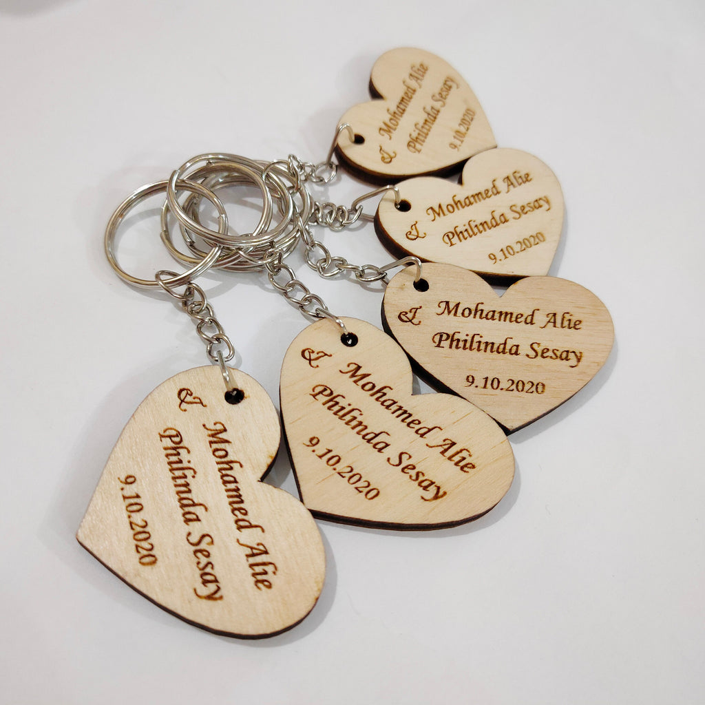 Custom wood keychain, Engraved Wood Key Chain, Personalize gift, Wedding favor