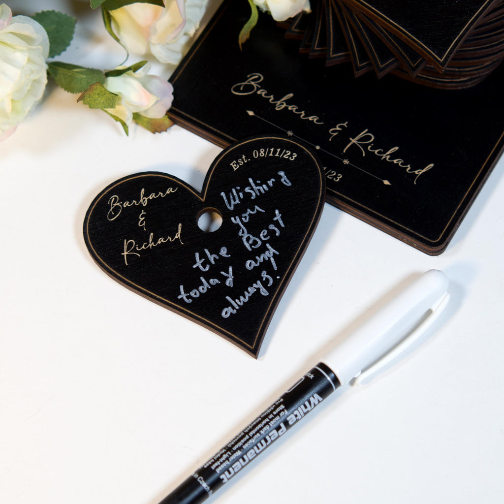 Wedding Guest Book Alternative: Wooden Hearts, Customizable Keepsake