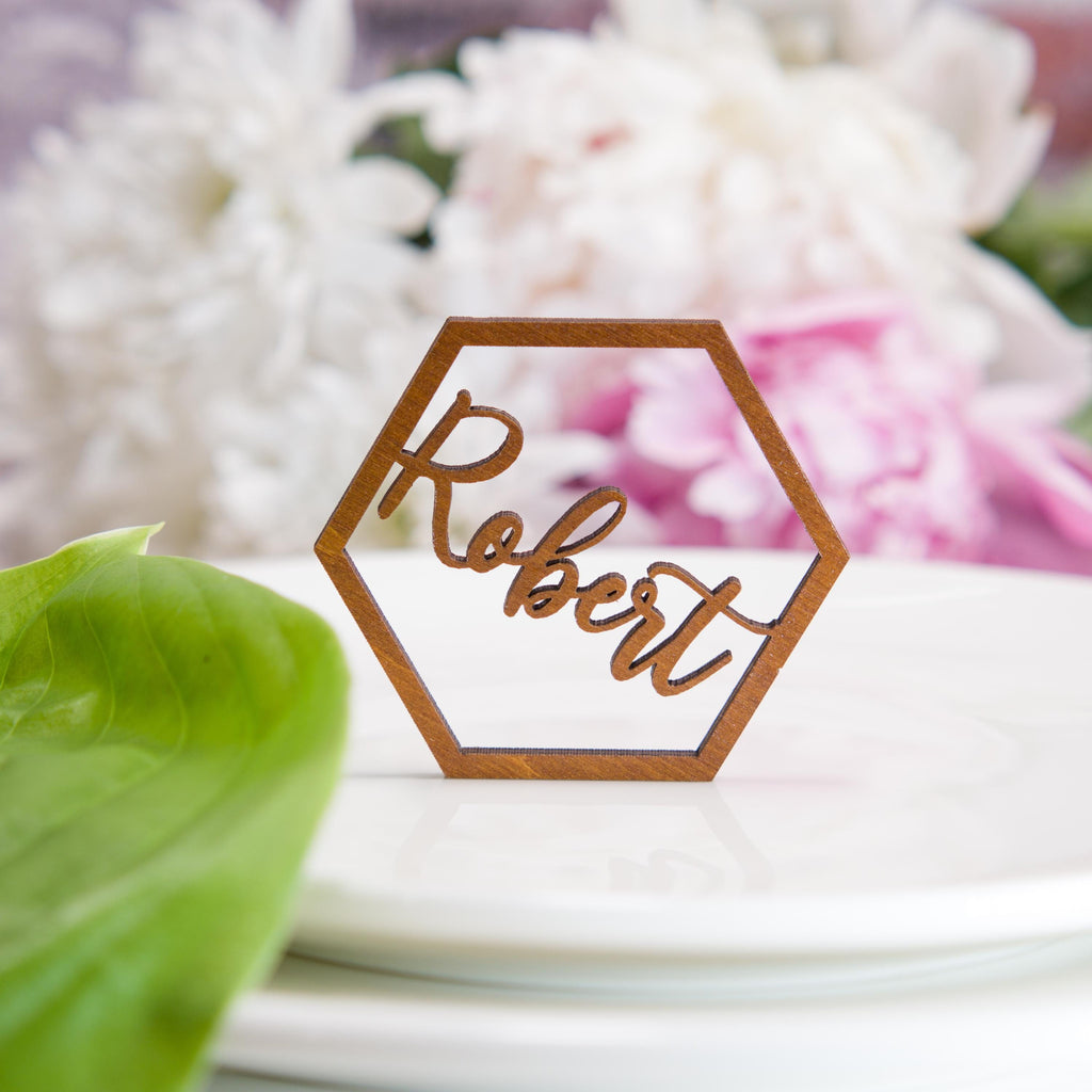 Personalized Wood Place Cards: Laser Cut Wedding Table Decor