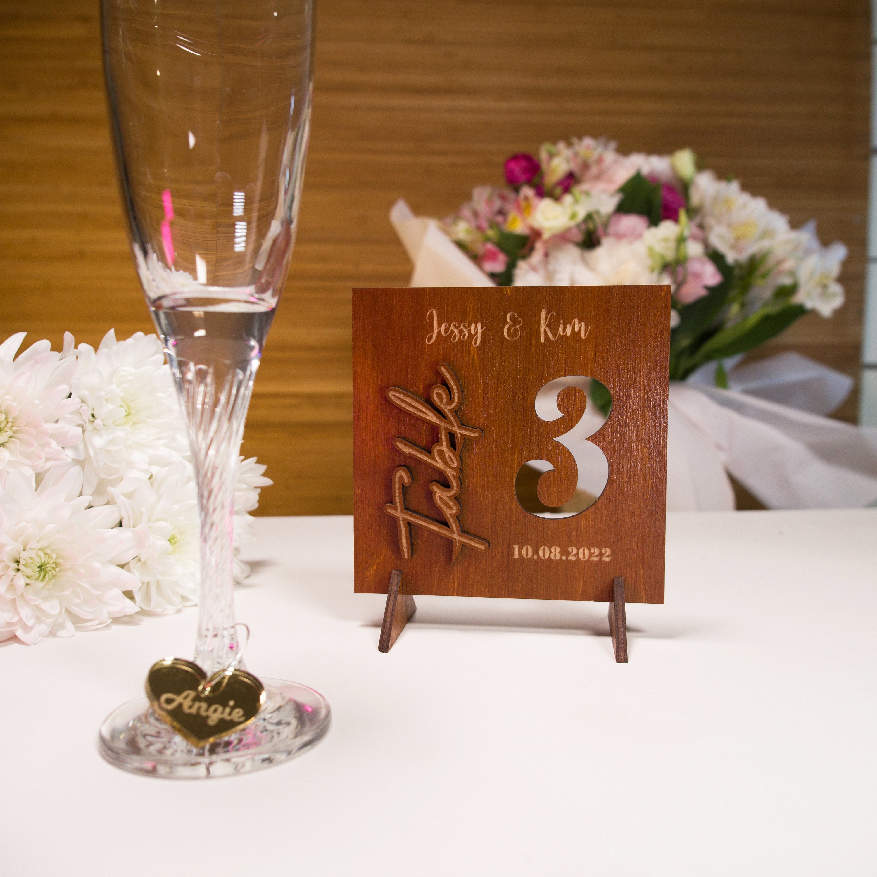 Rustic Wood Wedding Table Number Sign: Birch Plywood Decor