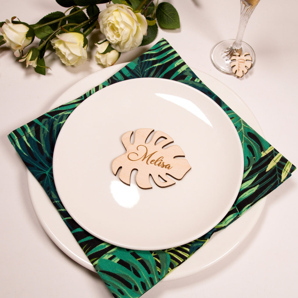 Monstera Leaf Wedding Place Cards: Tropical Wedding Favours