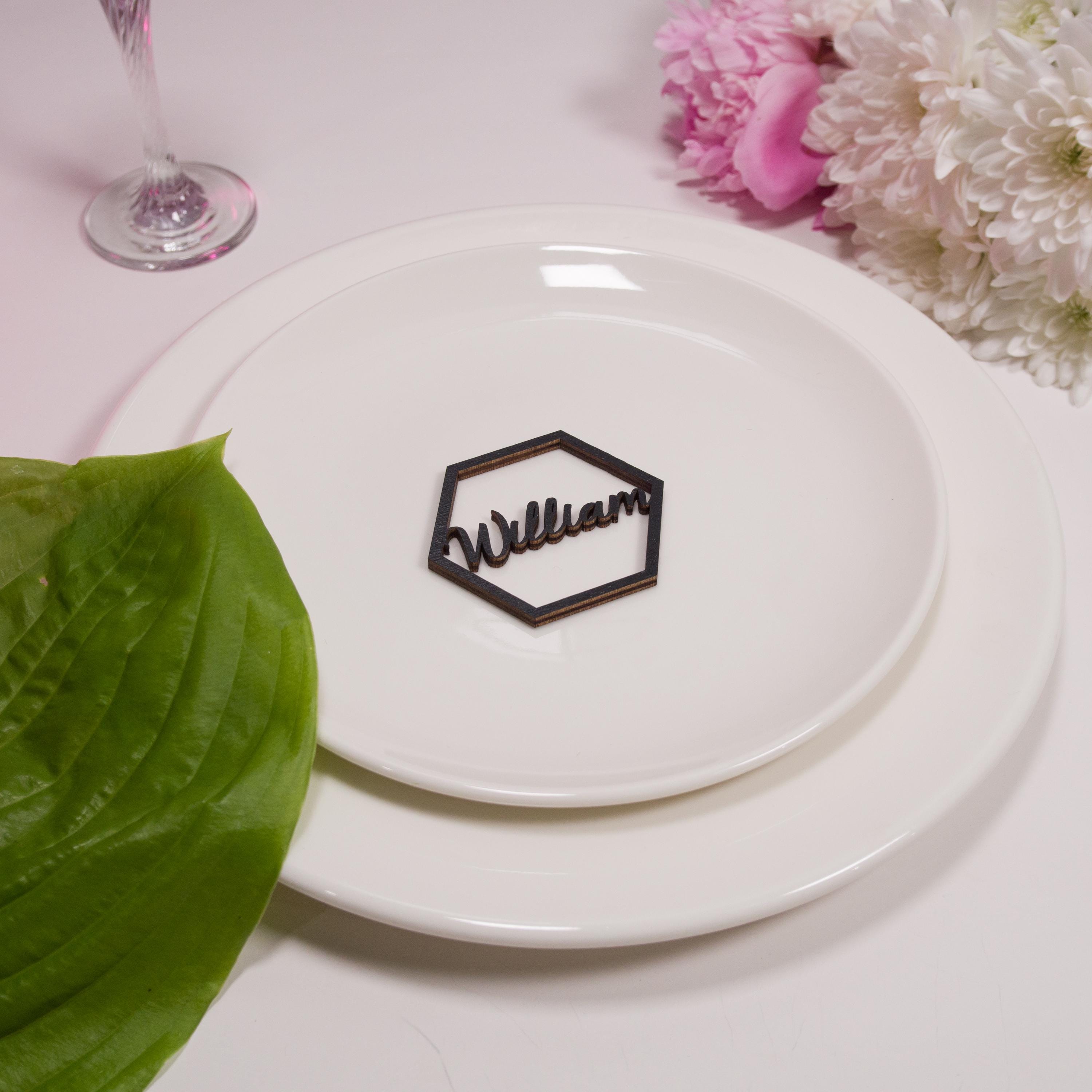 Personalized Wood Place Cards: Laser Cut Wedding Table Decor