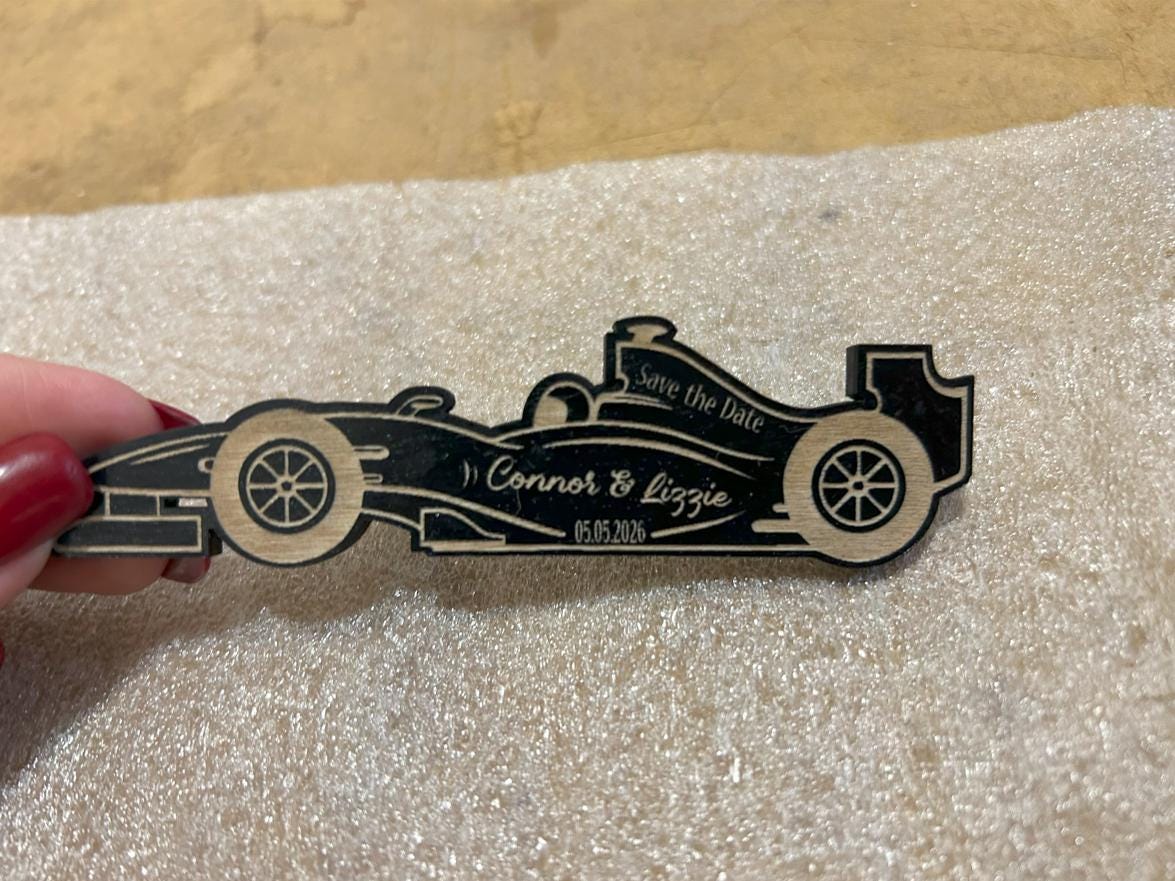 Save The Date Magnet Ferrari F1, Wooden F1 Save The Date Magnets – Race Car Wedding Favor for Guests, Wooden Car-Shaped Magnets, F1 Merch