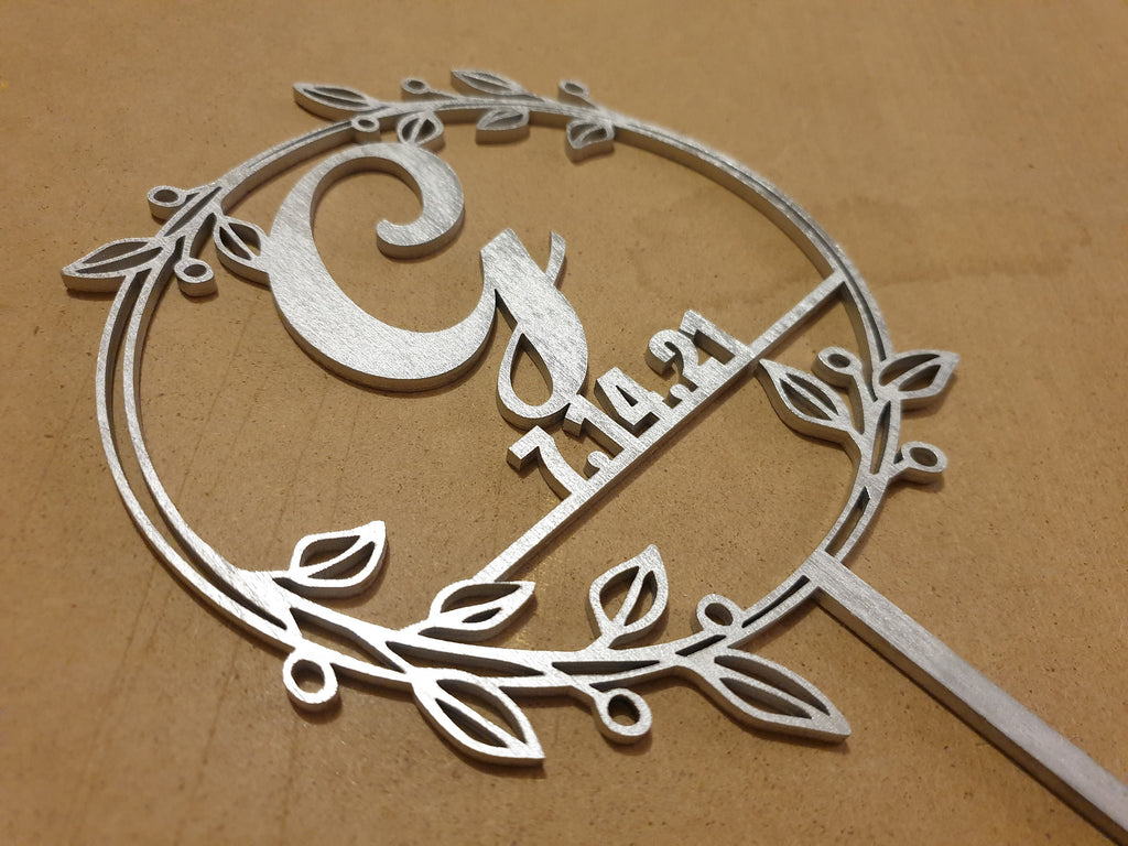 Personalized Wedding Cake Topper: Custom Initial & Date