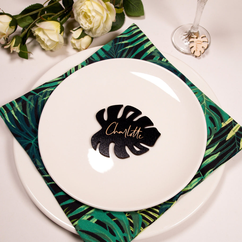 Monstera Wood Coasters: Custom Wedding Decor, Personalized Coasters