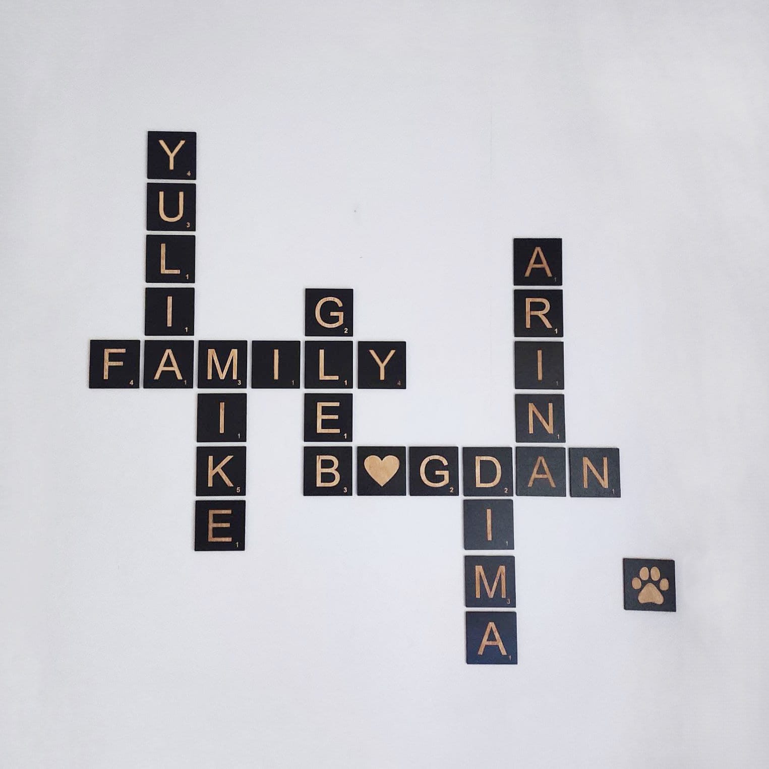 4x4 Wooden Scrabble Tiles Wall Art: Custom Family Names