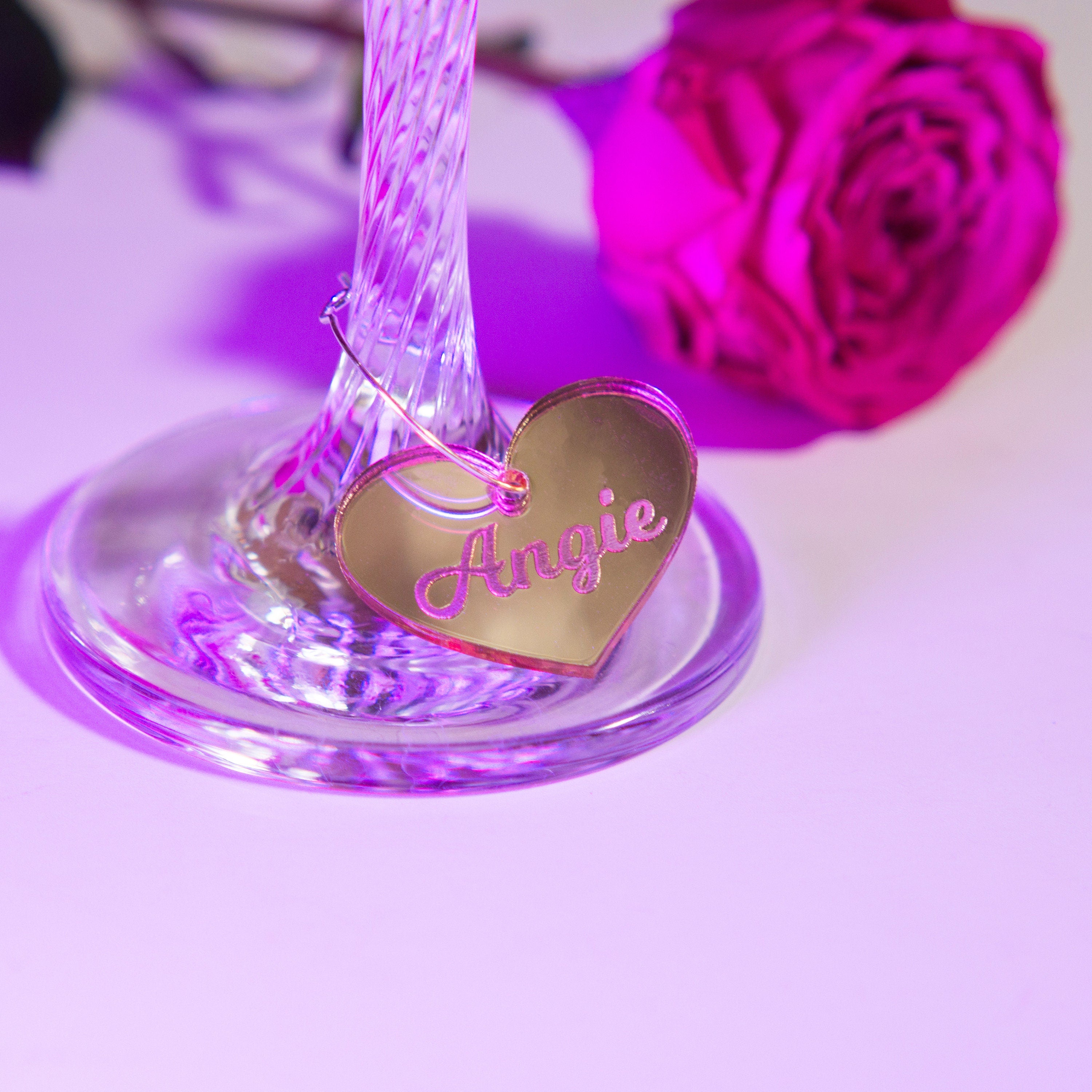 Personalized Acrylic Wine Charms: Wedding Glass Tags