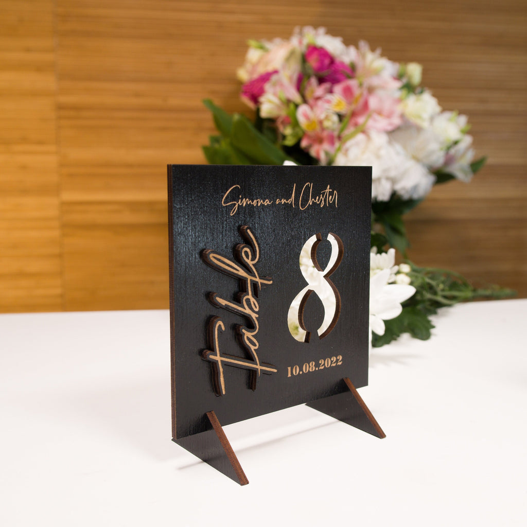 Rustic Wood Wedding Table Number Sign: Birch Plywood Decor