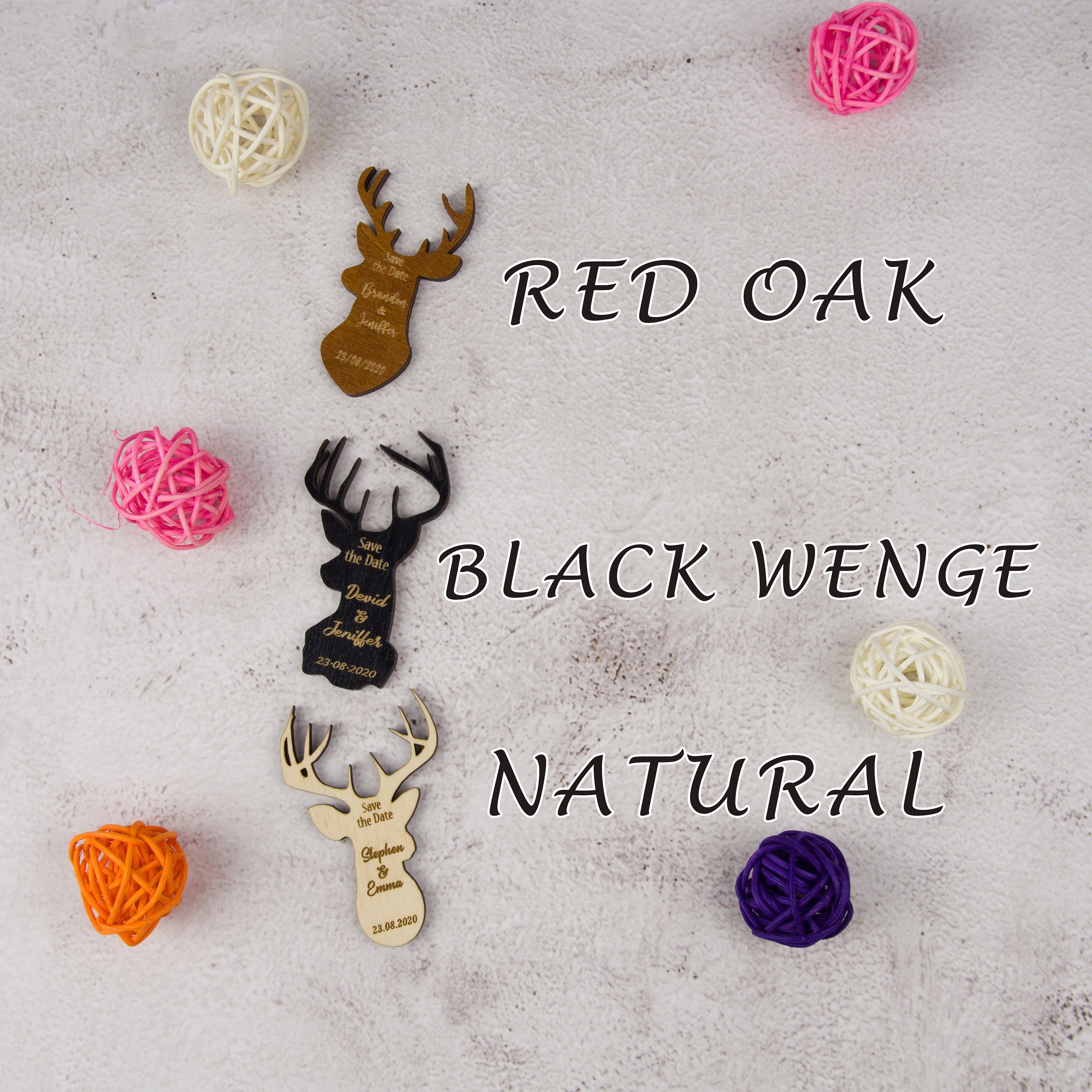 Wooden Deer Save The Date Magnet: Rustic Wedding Favor