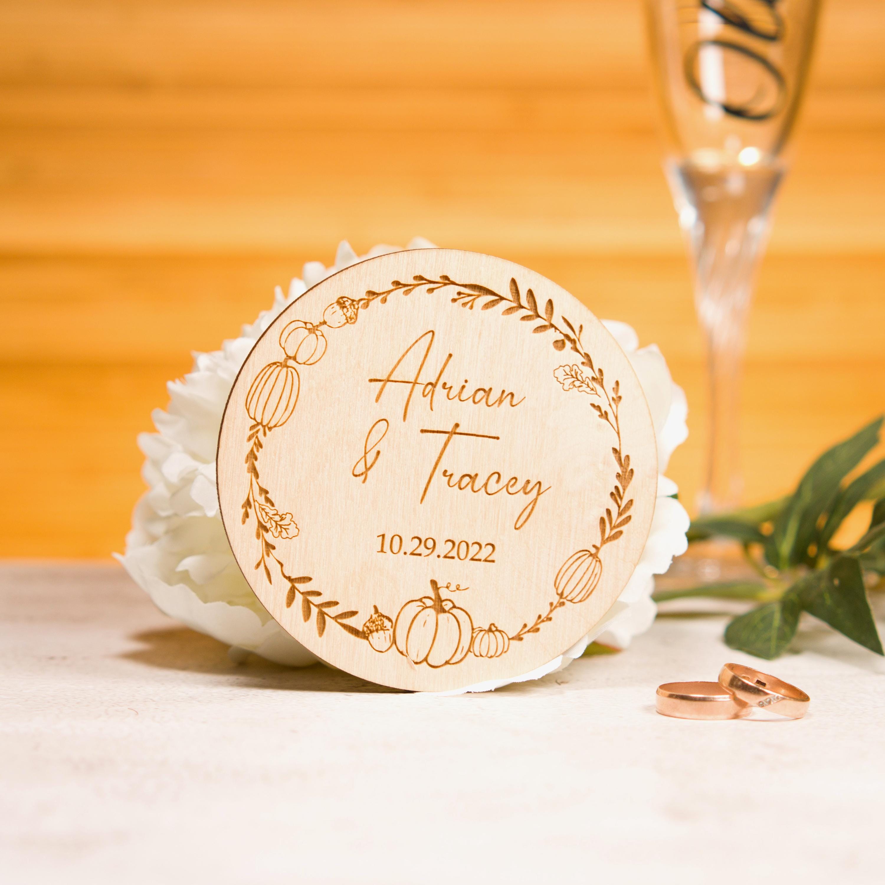 Personalized Wooden Wedding Coasters: Rustic Fall Decor Favors