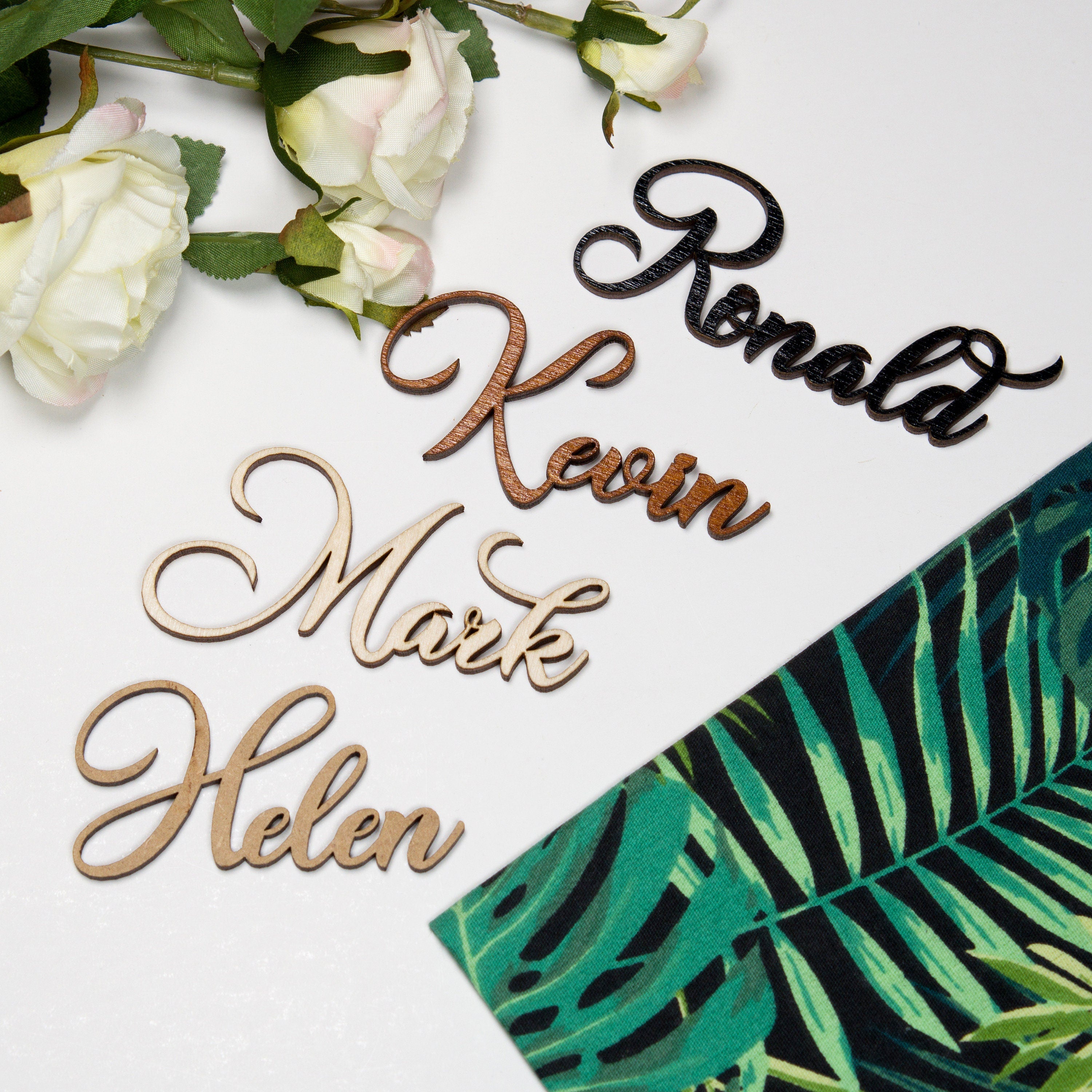 Laser Cut Wedding Place Cards: Acrylic, Wood Name Place Setting