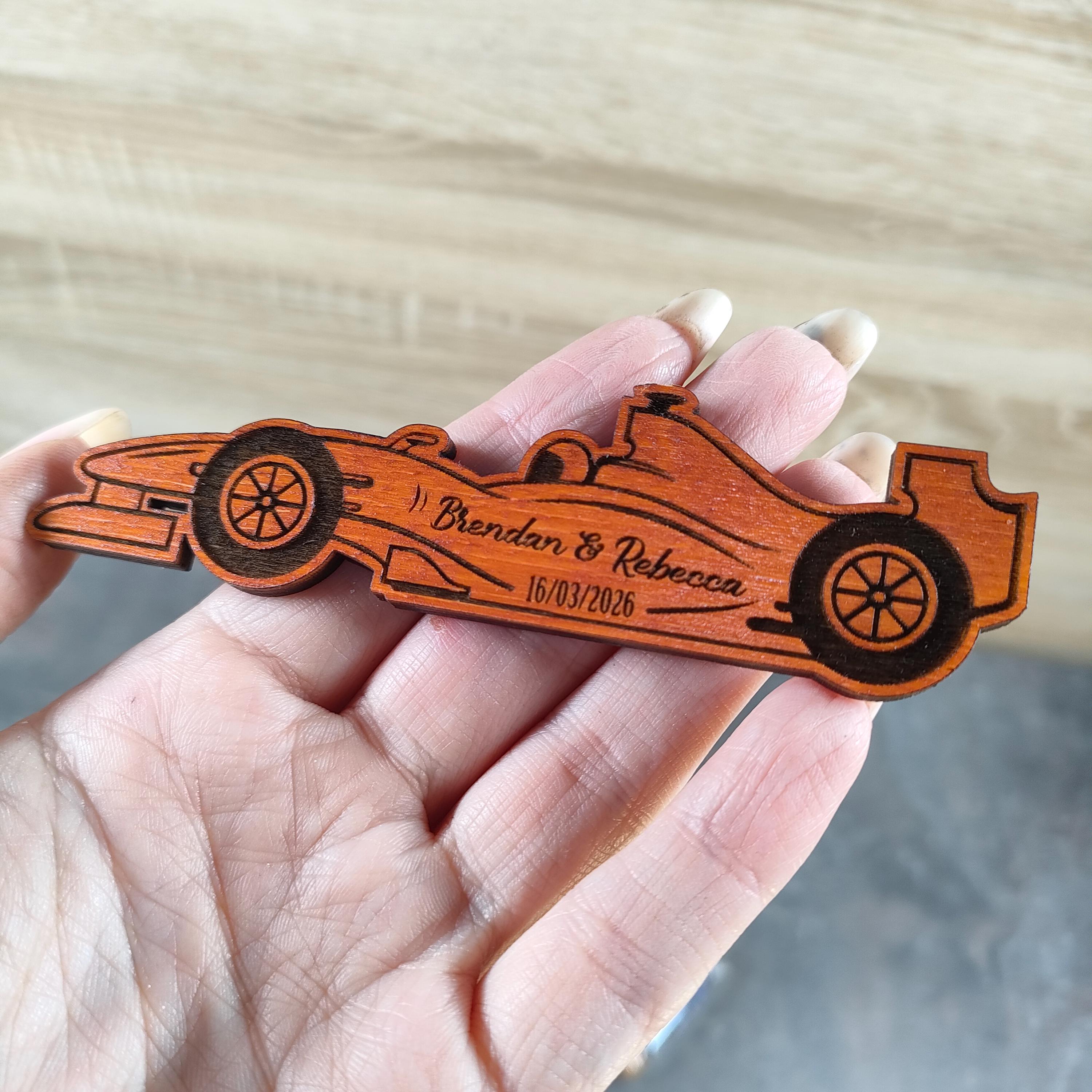 Save The Date Magnet Ferrari F1, Wooden F1 Save The Date Magnets – Race Car Wedding Favor for Guests, Wooden Car-Shaped Magnets, F1 Merch