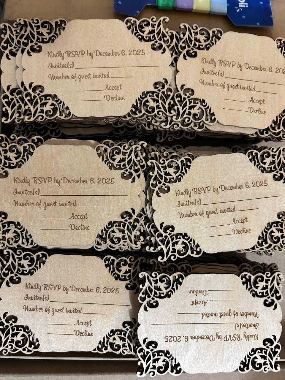 Laser Cut Wooden Wedding Invitation: Rustic Personalized Suite