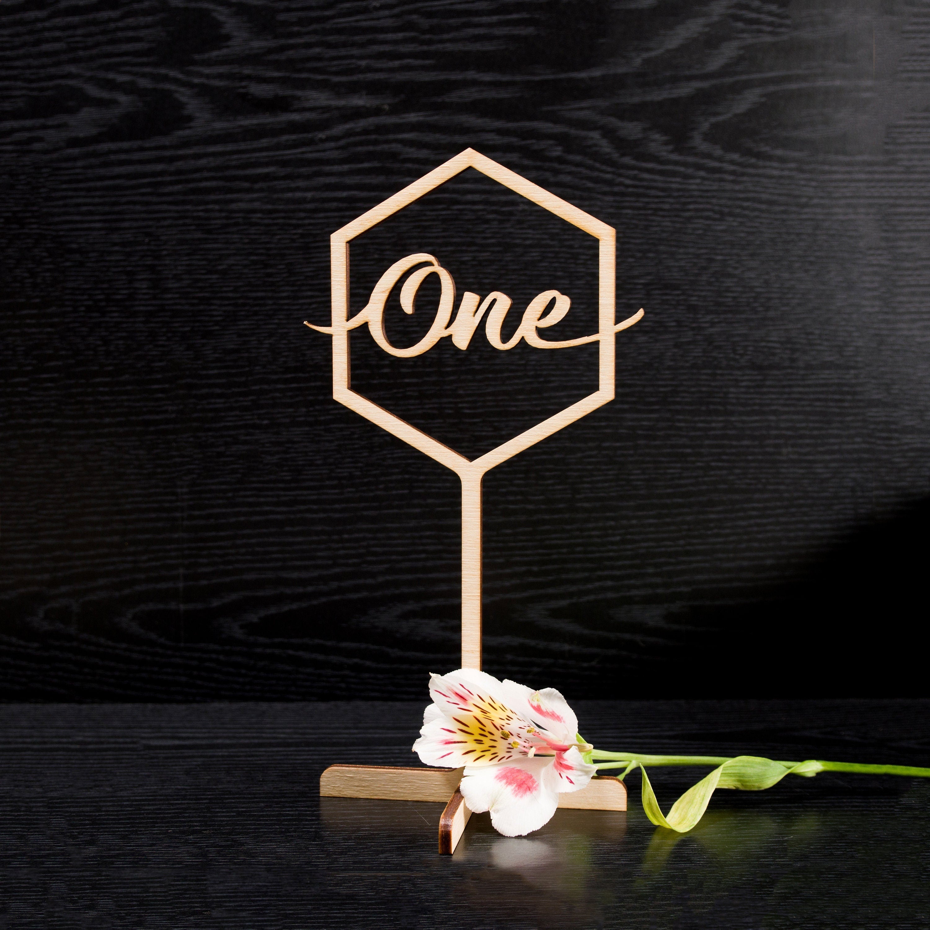 Rustic Wooden Table Numbers with Stand, Modern Calligraphy Wedding Table Sign, Custom Event Centerpiece