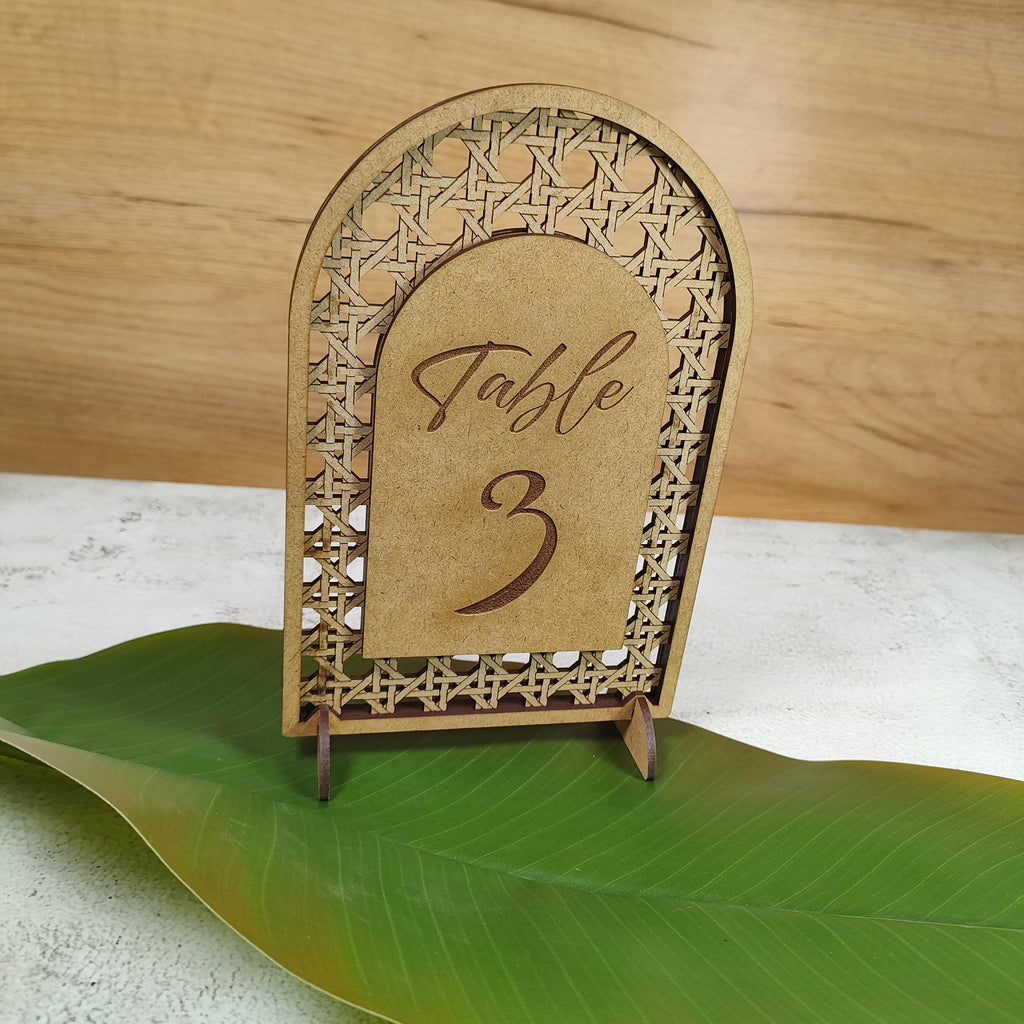 Rattan Table Numbers, Rattan Arch Table Numbers, Wedding Table Sign Perfect For Tropical Wedding, Beach Wedding Theme