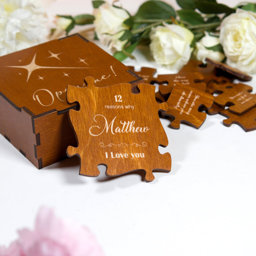 Reasons Why I Love You Puzzle: Personalized Wood Gift Box