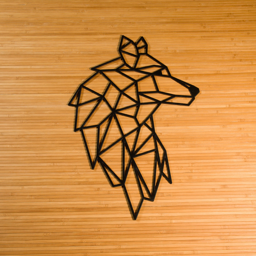 Geometric Wolf Wood Wall Art: Modern Animal Decor