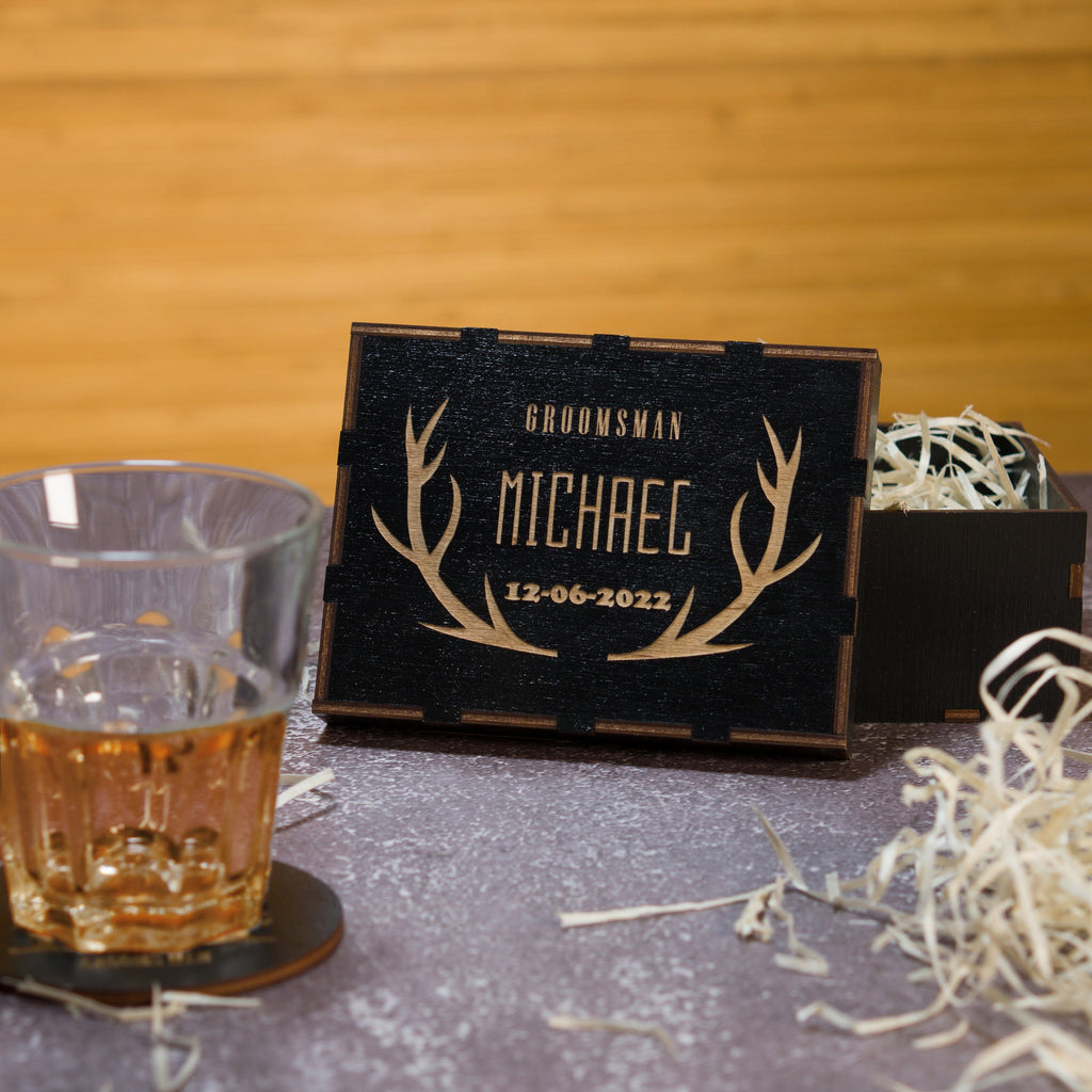 Personalized Groomsmen Gift Box: Engraved Wood Proposal Box